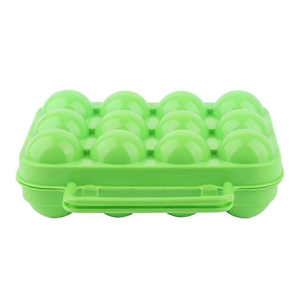 Double Side Plastic Egg Tray Storage Box Case Holder Container  with Handle for 12 Eggs(green)