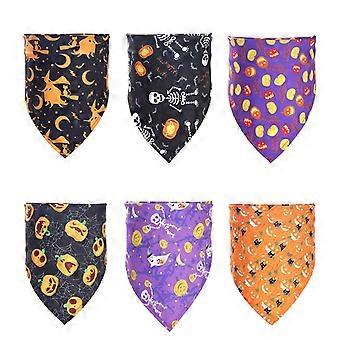 6 Pcs Halloween Elements Dog Bandana Reversible for Triangle Bibs Scarf Attire Puppy Handkerchiefs Pet Front Cleaning Protective Towel Decoration Smal