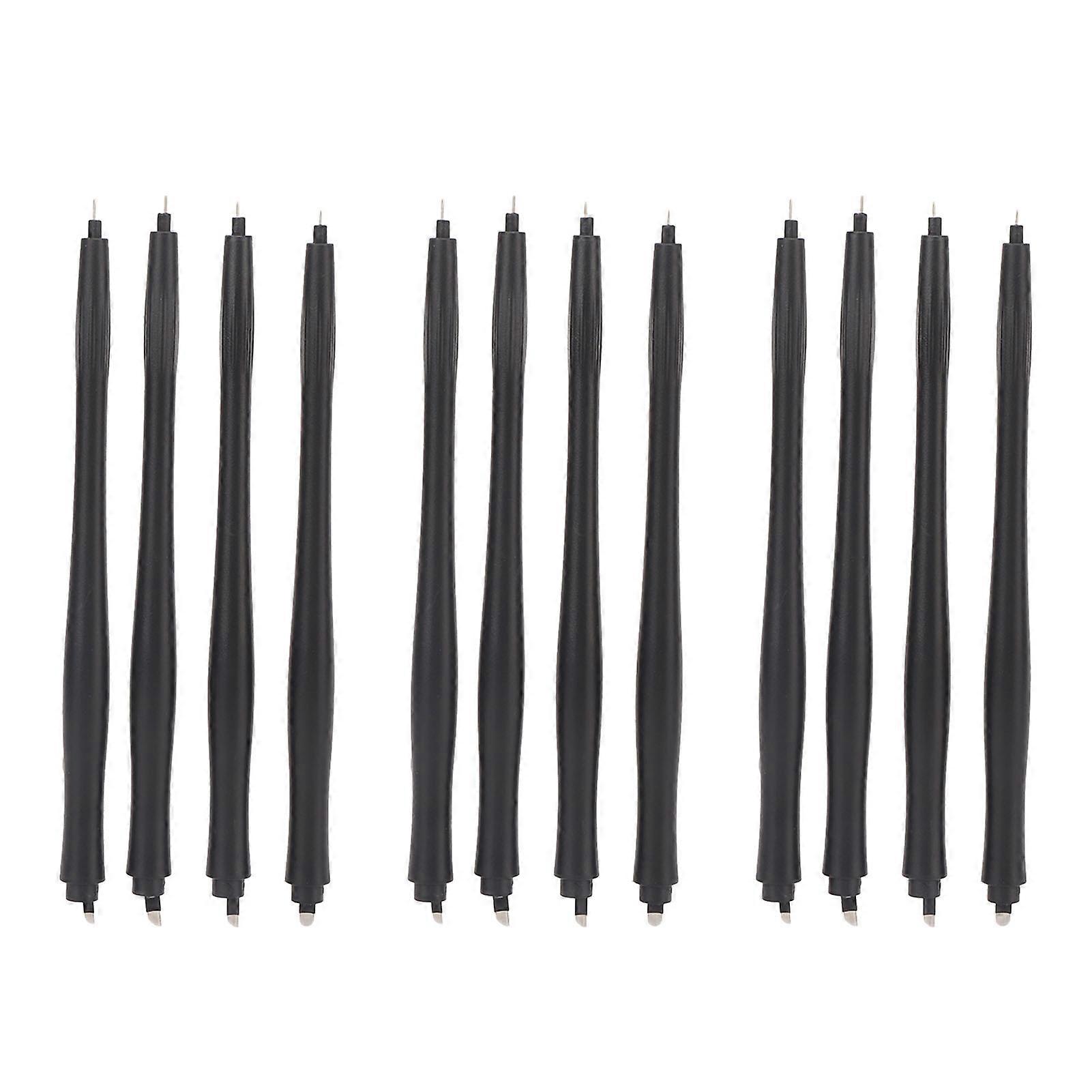 Lot de 12 stylos manuels jetables à double tête pour microblading, 12F, 14F, 16F, U18, pour maquillage des sourcils, antidérapants, pour tatouage