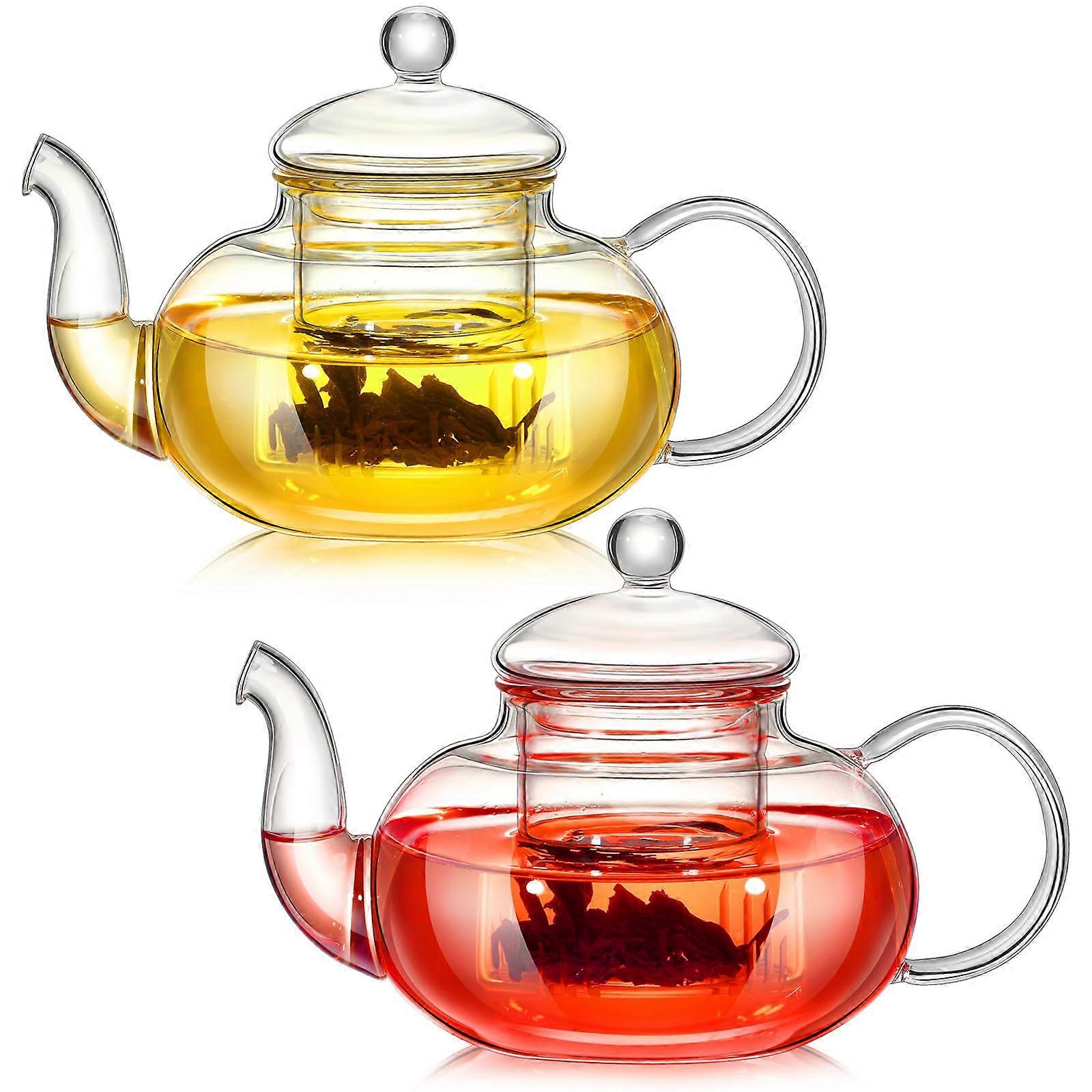2 Pack Clear Teapot Blooming and Loose Leaf Tea Maker 600ml