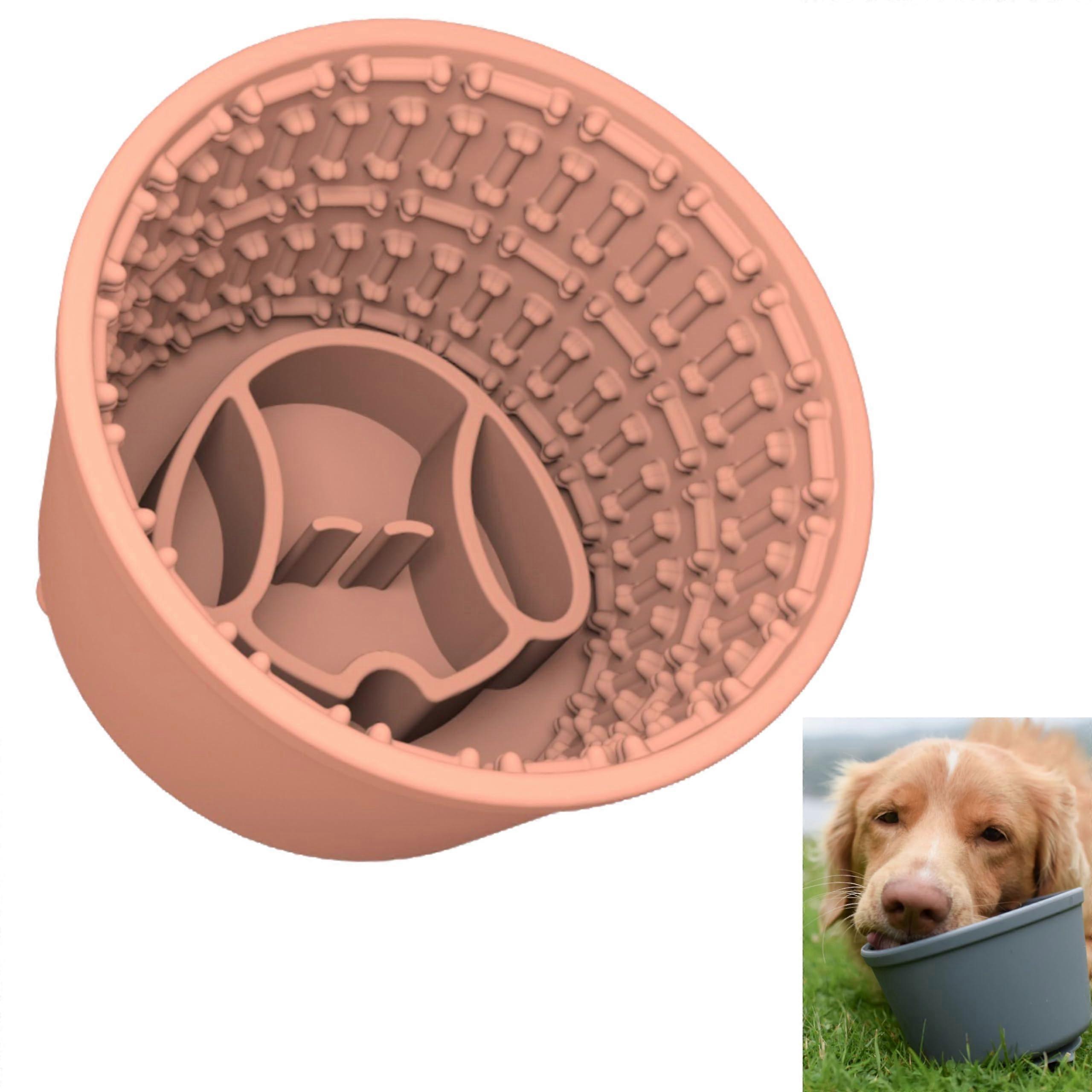 Slow Feeding Licking Dog Bowl, Silicone Cup with Silver Suction Base, BPA Free, Non-Slip Design for Medium Dogs