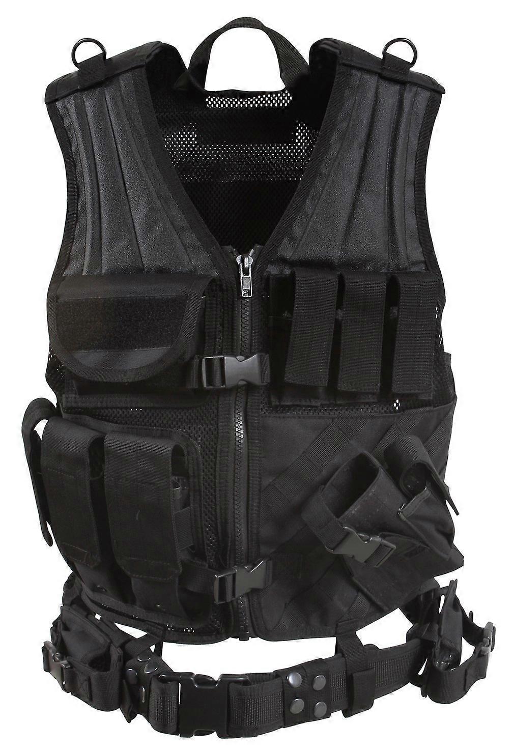 Cross Draw MOLLE Tactical Vest, Black - Regular