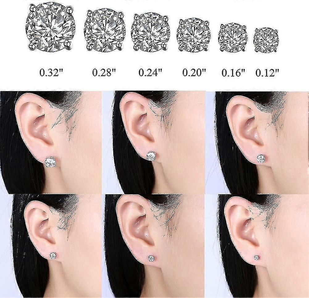 925スターリングシルバースタッドイヤリングプリンセスカットキュービックジルコニアスパークリングCzダイヤモンドイヤリング女性のための耳のスタッドピアスピアスニックルフリーハイプ