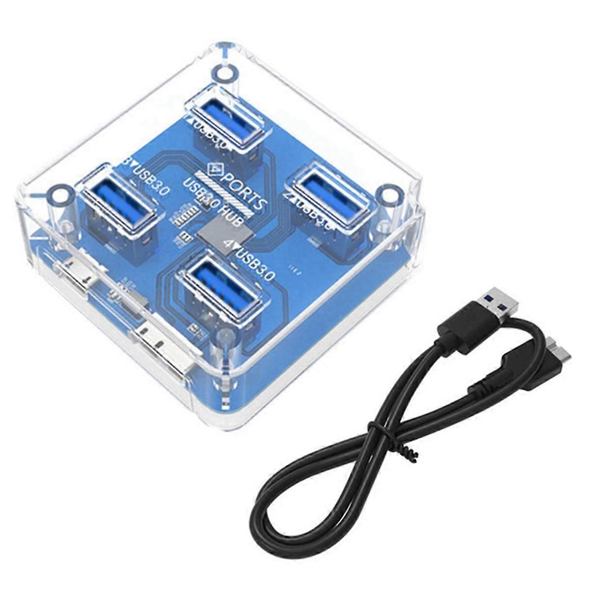 4XUSB3.0 Splitter HUB Laptop Desktop Computer Hub Multi-Port USB Docking Station Adapter Splitter,Square Model