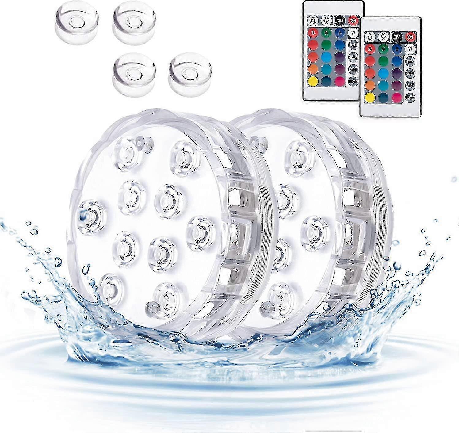 Underwater light, 2 pack pool light, 10 leds pool lights magnetic