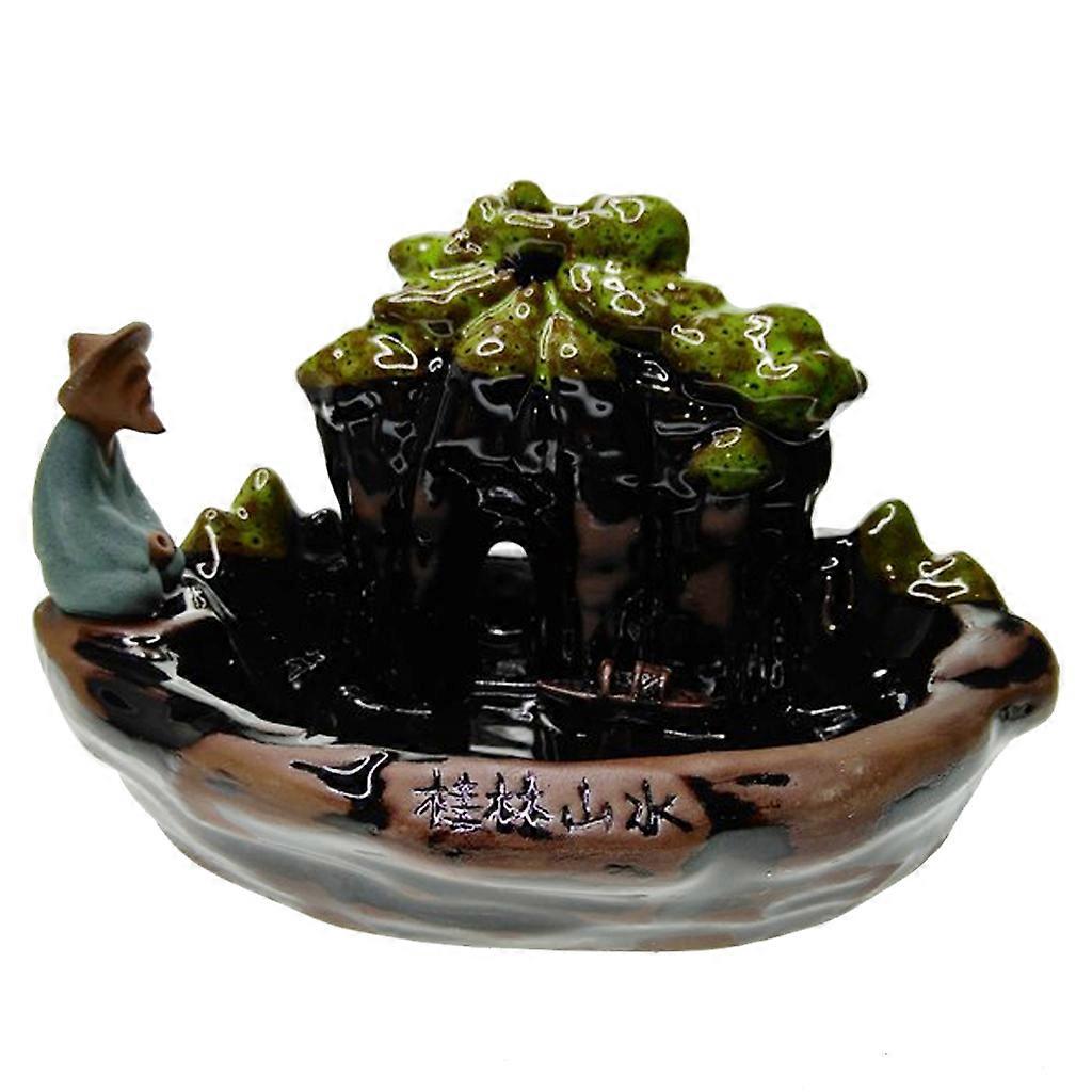 Traditional Ceramic Mountain Spring Incense Burner Backflow Cones Burner a