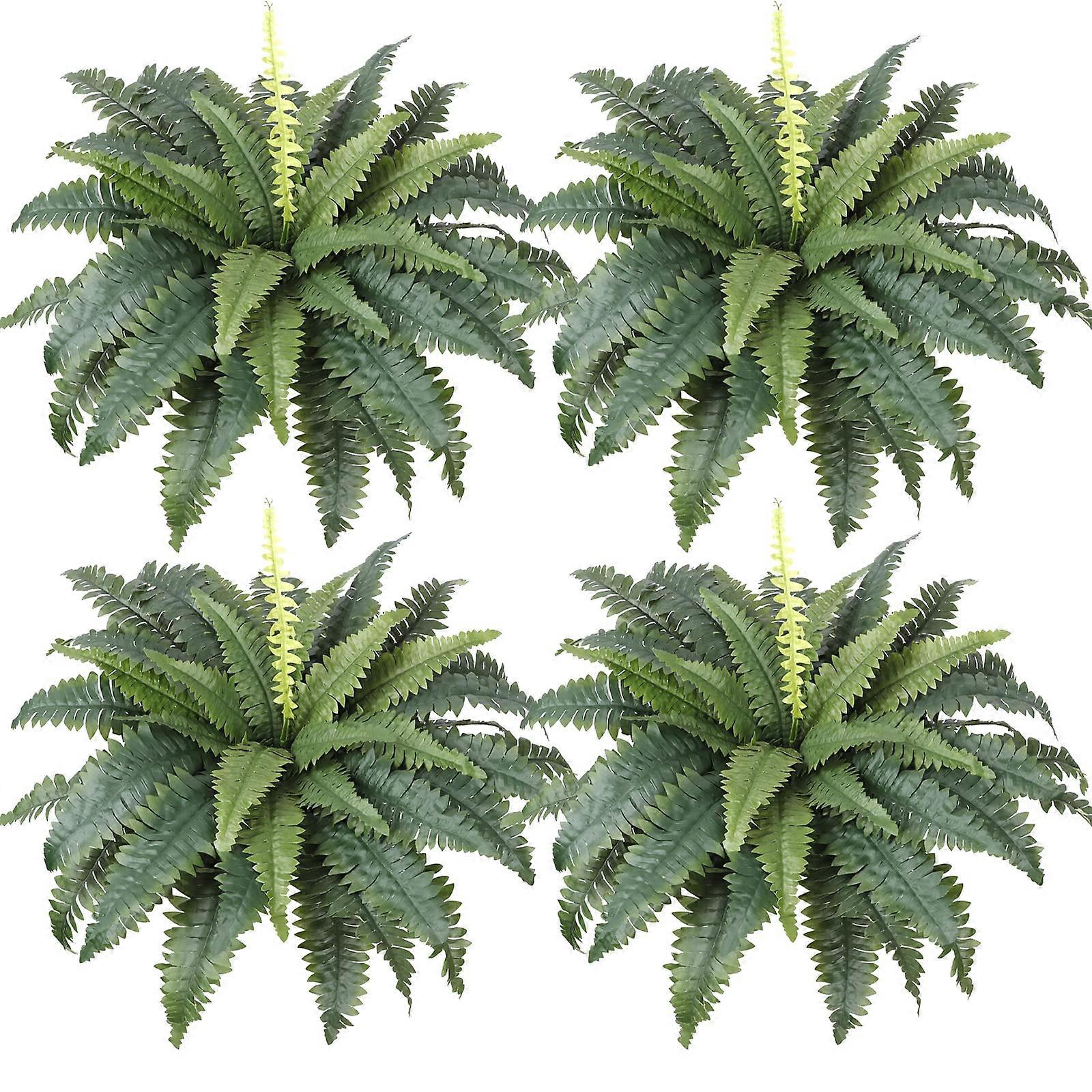 Artificial Ferns for Outdoors,Set of 4 Bouquets 30' Diam Large Fake Hanging Ferns