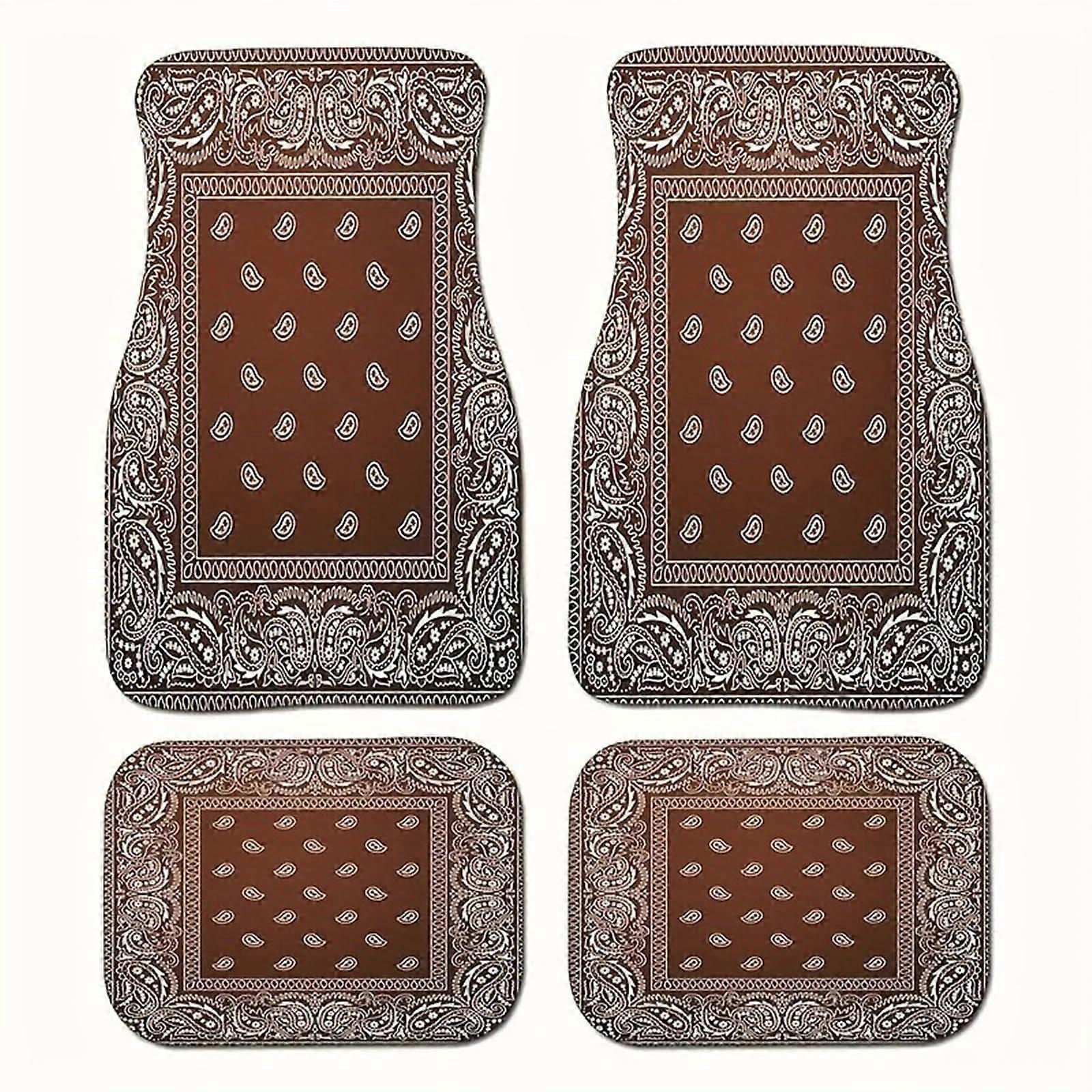 Car Floor Mats Non-Slip All-Weather Automotive Floor Mats Set of 4 for Front and Rear Vehicles in Brown Color