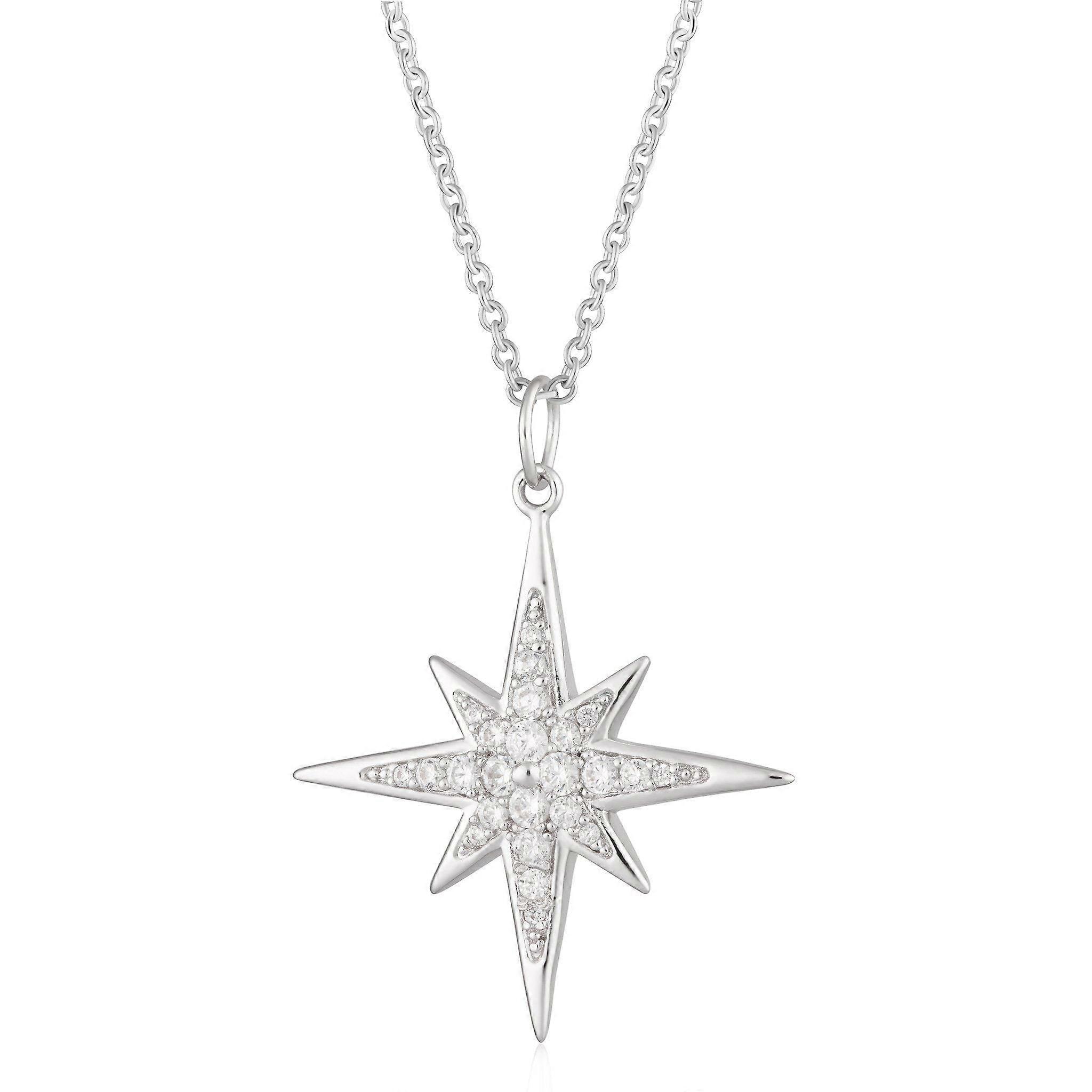 Large Sparkling Star-burst Necklace With Slider Clasp