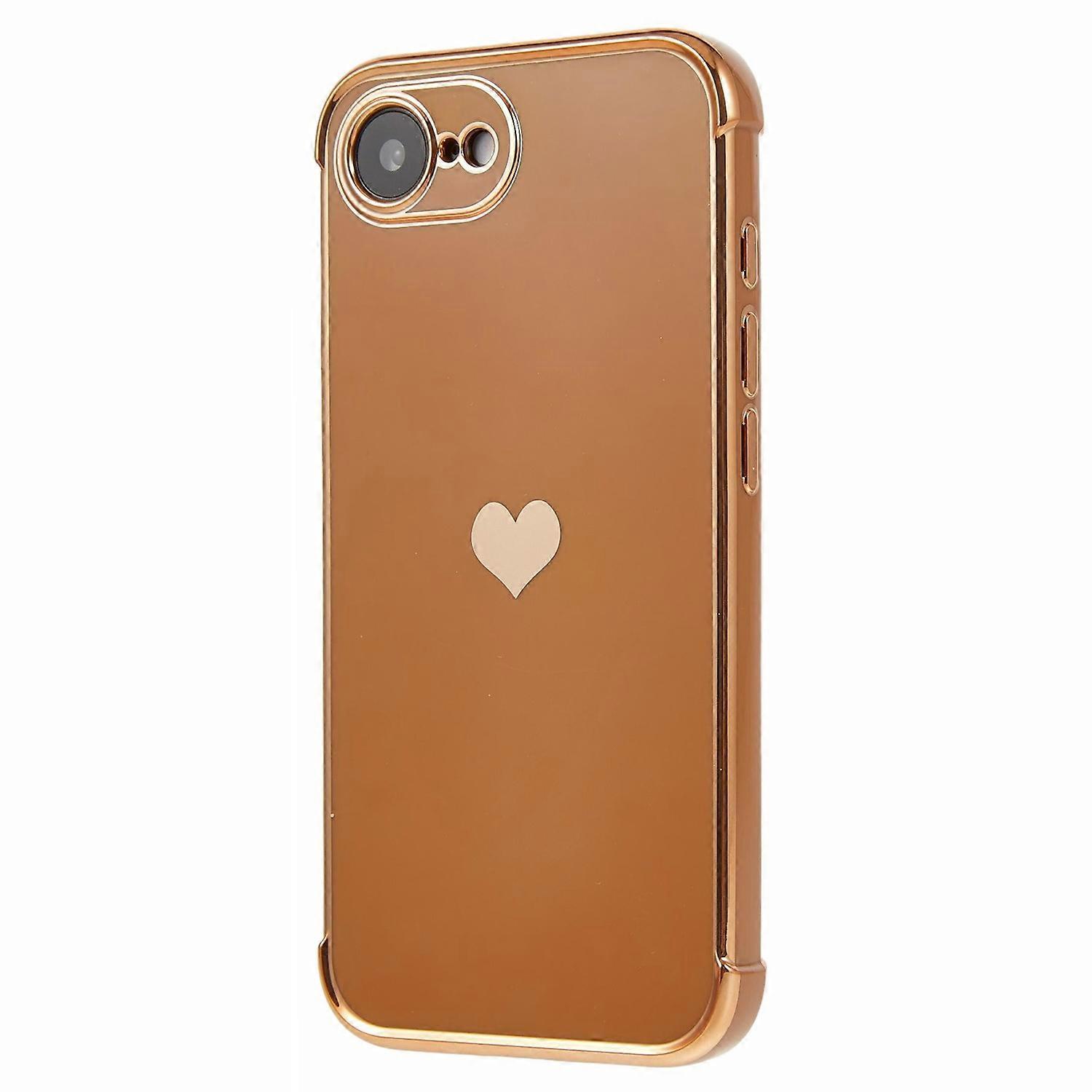 For iPhone 16e Case TPU Phone Back Cover Electroplating Heart Pattern