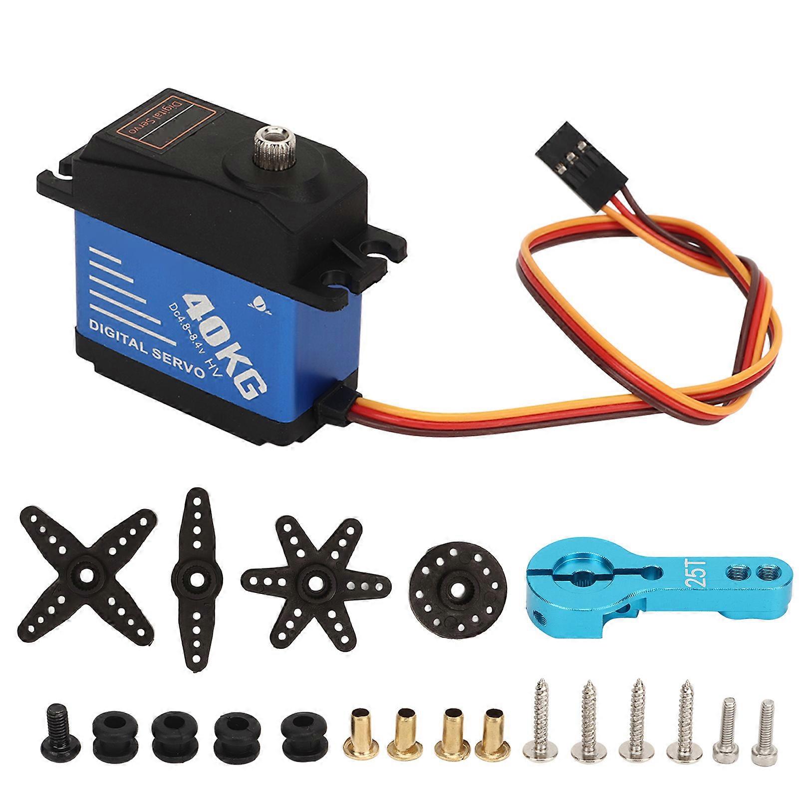 40kg High Torque Waterproof Digital Servo Motor with 25 Teeth Servo Arm for 1/10 & 1/8 RC Cars, Ships & Robots