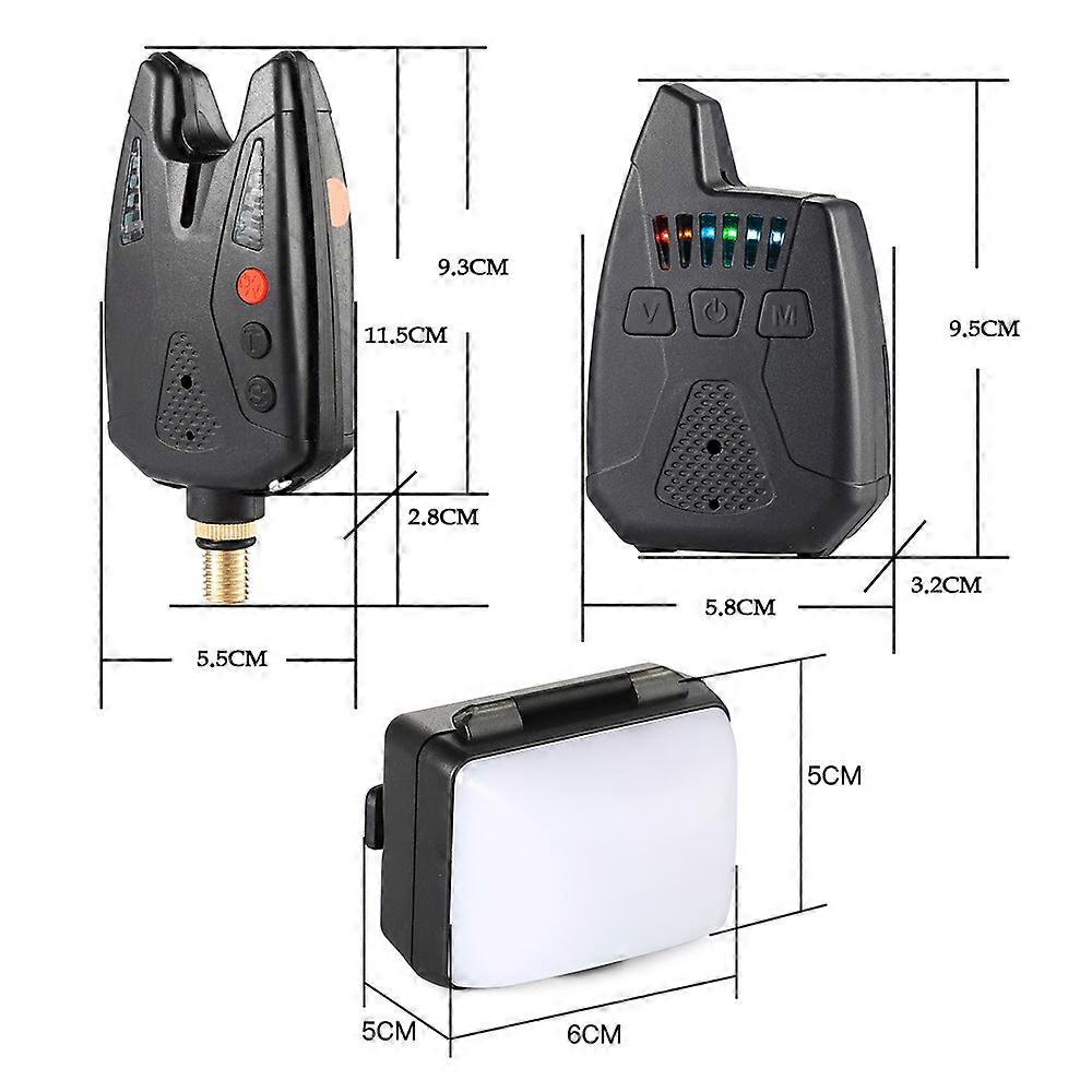 Electronic Fishing Alerts Bite Alarm LED Wireless Fishing Alarm Digital Fishing Receiver Sound Alert Kit with Case 200m