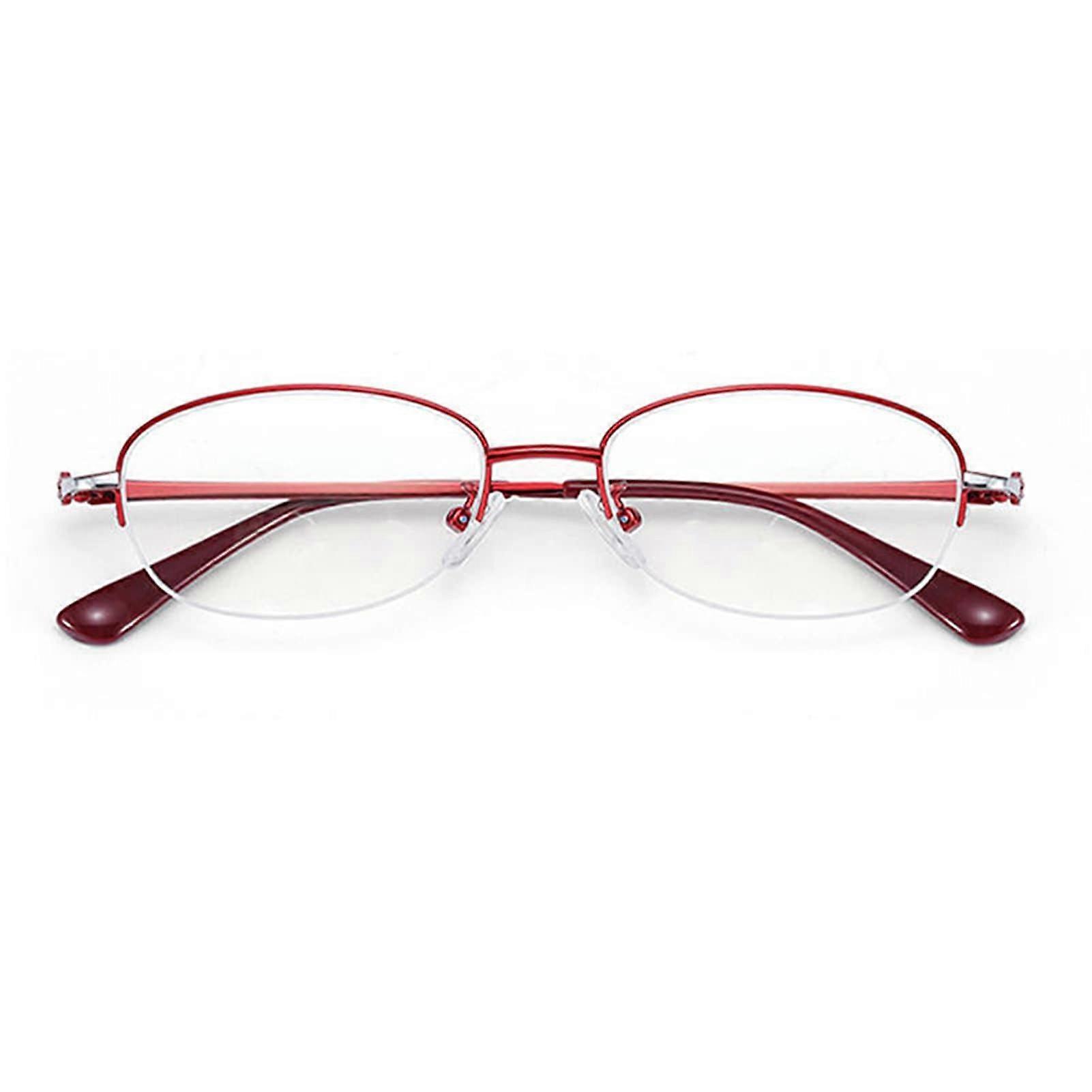 Women's Anti-Blue Reading Glasses with HD Lenses, Stylish Half Frame Design, Size 3.0X, Spring Hinges for Comfort