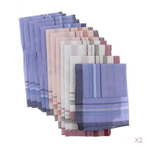 24pcsタータンハンカチチェック柄ハンキーカジュアルフォーマルポケットチーフアソート