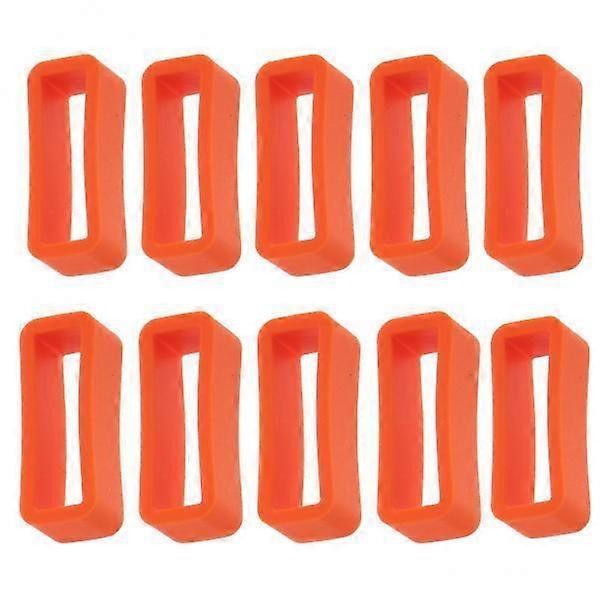 2-6pack 10pcs Rubber Watch Strap Band Keeper Hoop Loop Holder Ring 20mm Orange