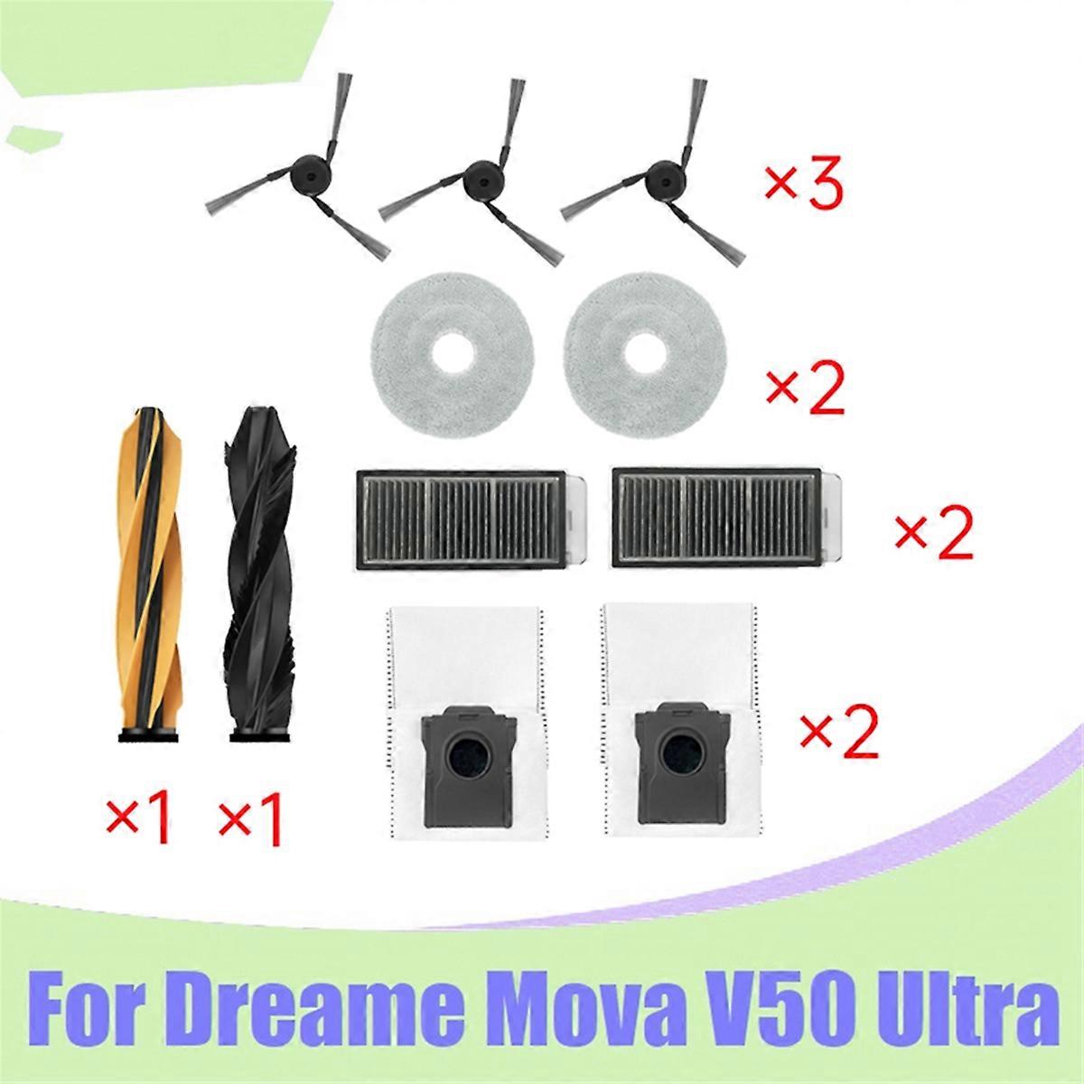 Main Roller Vacuum Parts for V50 Ultra Side Brush HEPA Filter Mop Cloth Dust Bag Kit