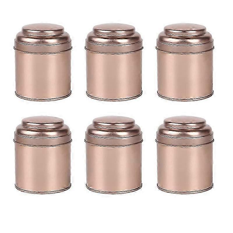 Rose Gold Tea Canisters Set of 6 with Double Lid for Airtight Storage