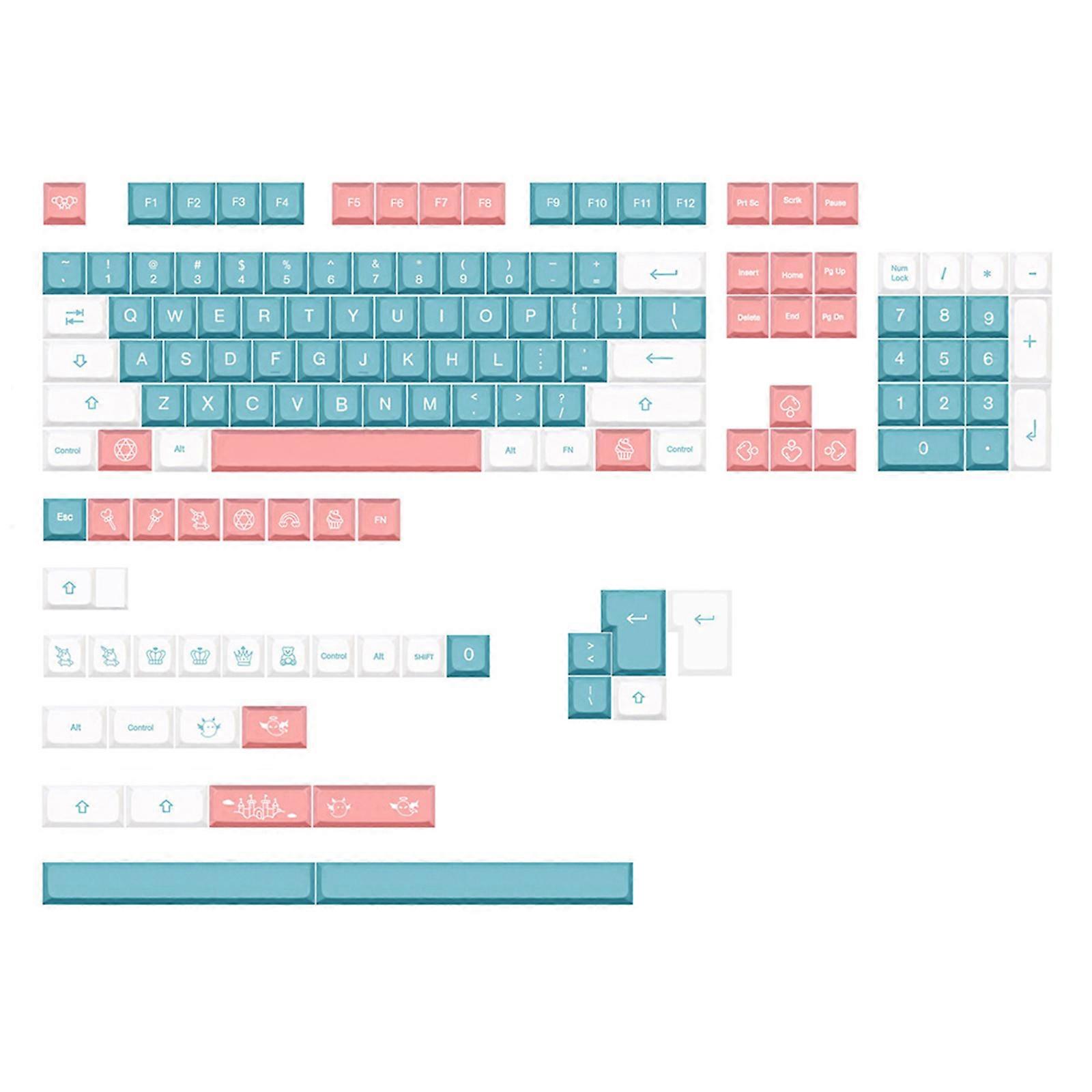 139Key Cute Pink Keycap XDA Profile PBT Dye-Sub Keycaps Replacement for Mechanical Keyboard ISO Layout 7u Split Space B