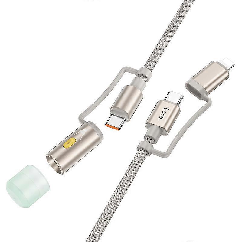 hoco U138 3A Type-C / 8 Pin to Type-C / LED Light 4 in 1 Charging Data Cable, Length: 1.2m