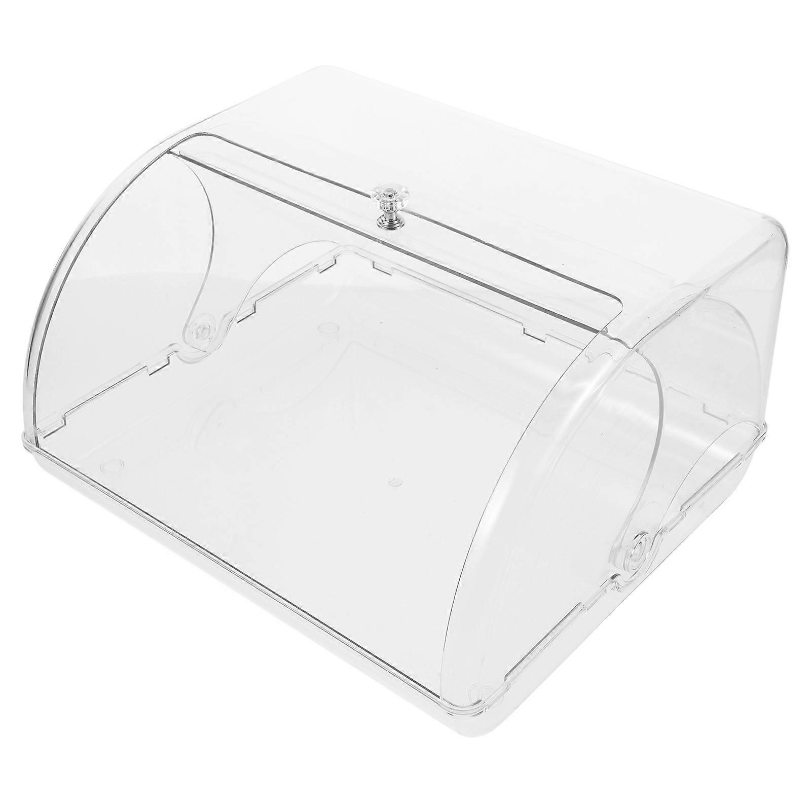 Plastic Bread Box with Rolltop Lid   Elegant Storage for Bread, Cookies, and Muffins – Ideal for Kitchen Countertops and Bakery Displays