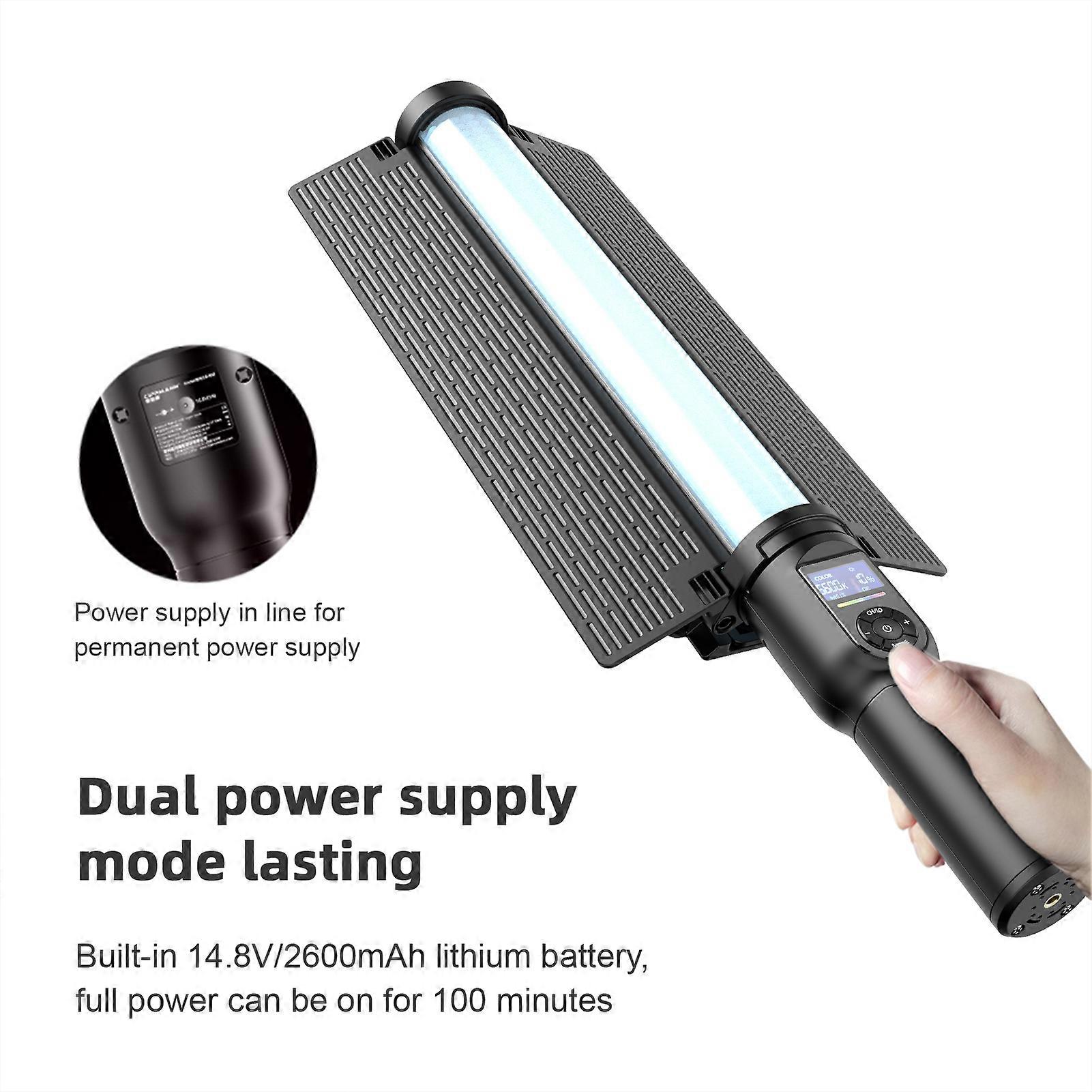 Handheld LED Video Light: Adjustable Bi-Color, Rechargeable, with Remote & Tripod Mount