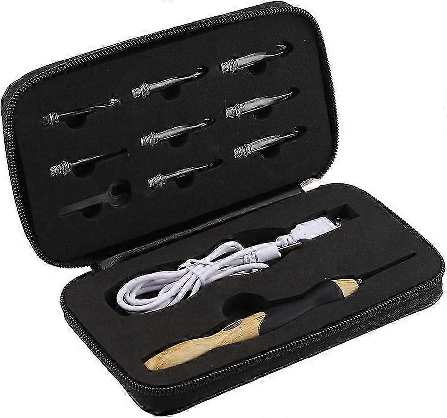 LED Häkelnadel Set, 9 in 1 USB wiederaufladbare austauschbare Häkelnadeln mit Silikongriff