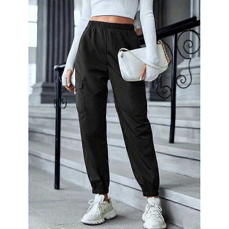 Women's Pants Plus Size Solid Colour Casual Work Pants Multi-Pocket Calf Pants