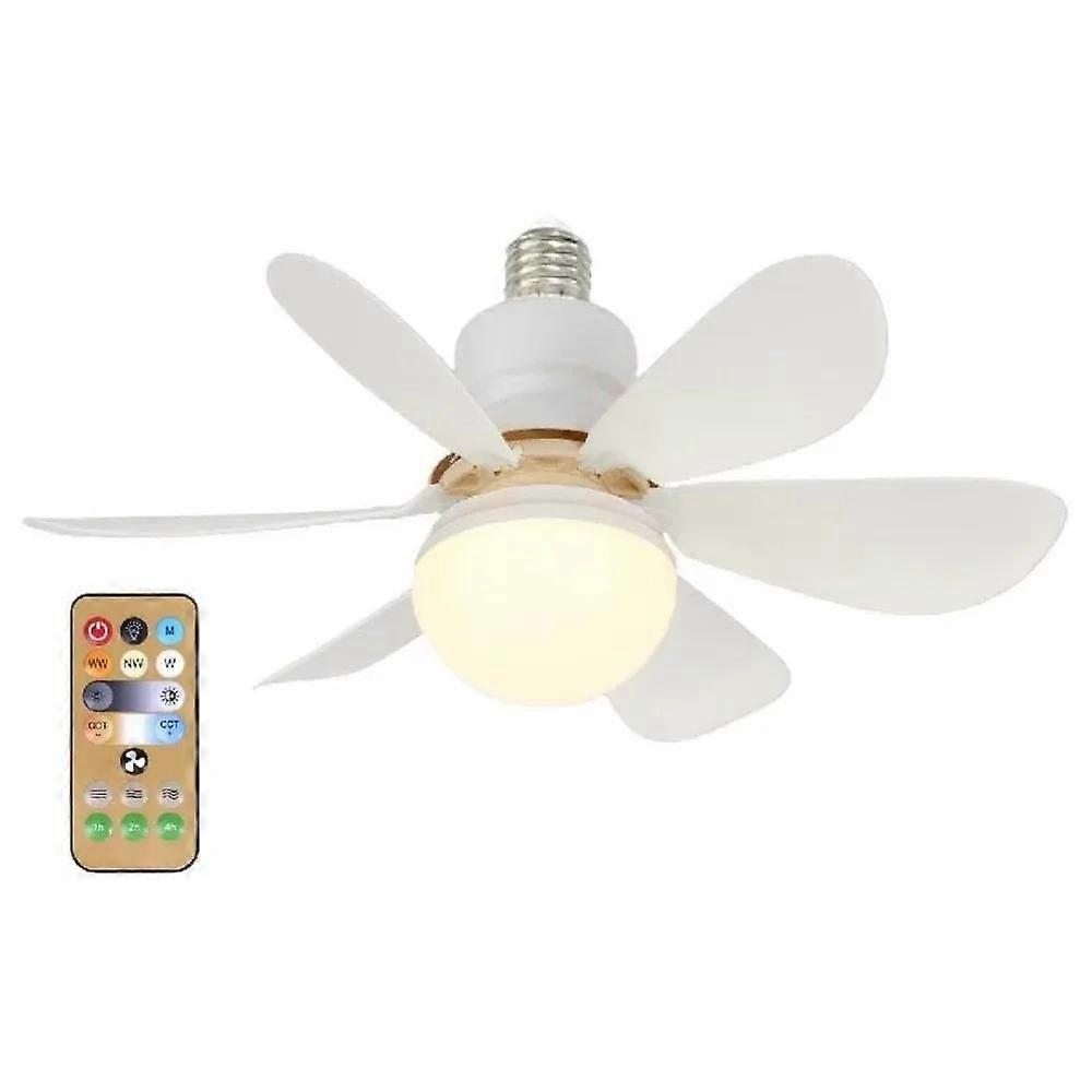 LED 30W ceiling fan light E27 with remote control for dimming, suitable for living room, study, household use, 85-265V bulb