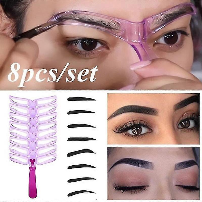 8 Pcs Eyebrow Stencils With Handle And Strap Washable Reusable Eyebrow Template