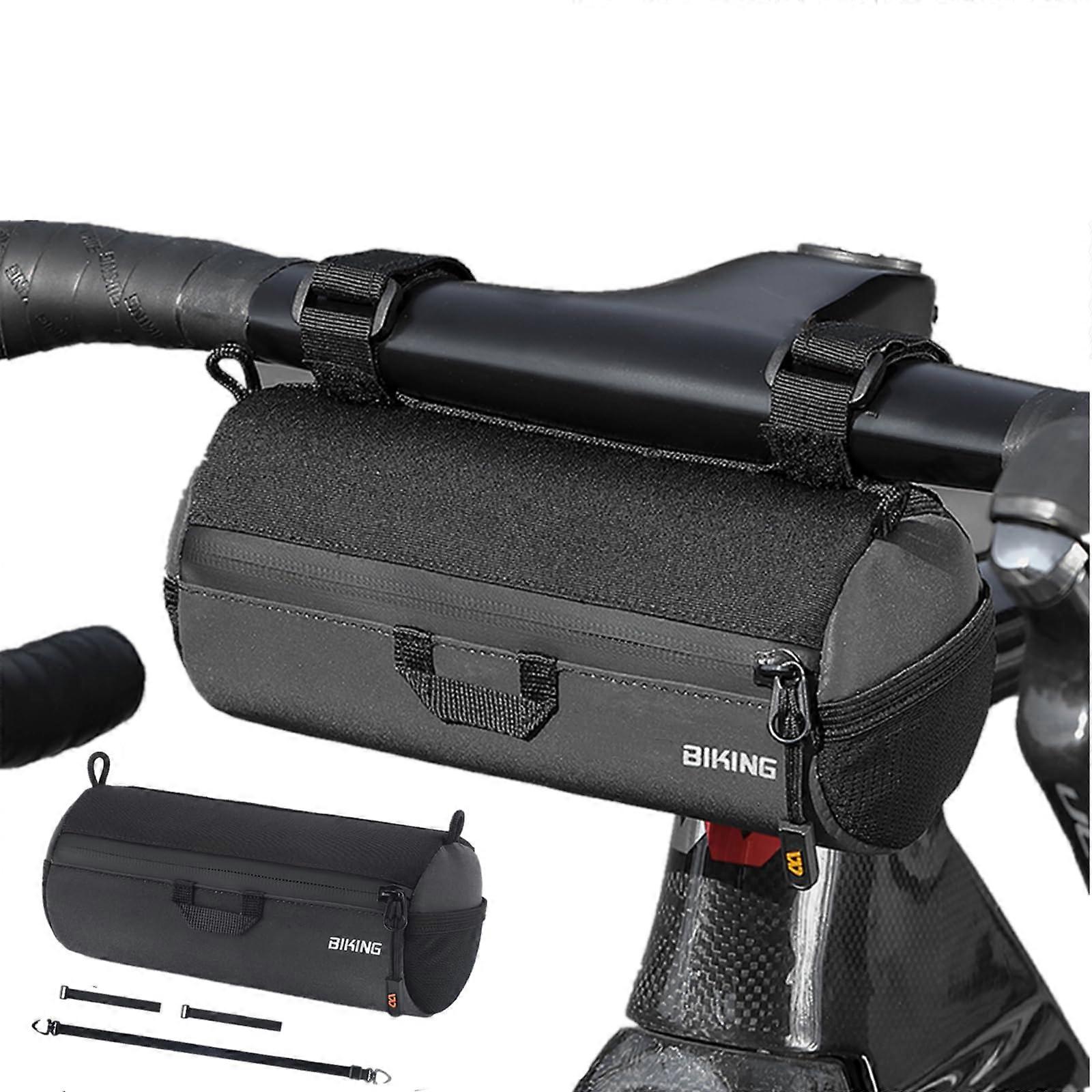 Handlebar Bag Bicycle 1L Reflective Front Light with Removable Shoulder Strap (Black)