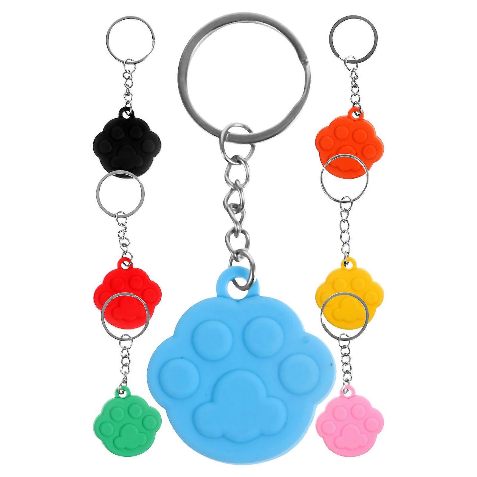 Key Chain Charm Cartoon Paw Key Ring Decorative Daily Use Black 7Pcs