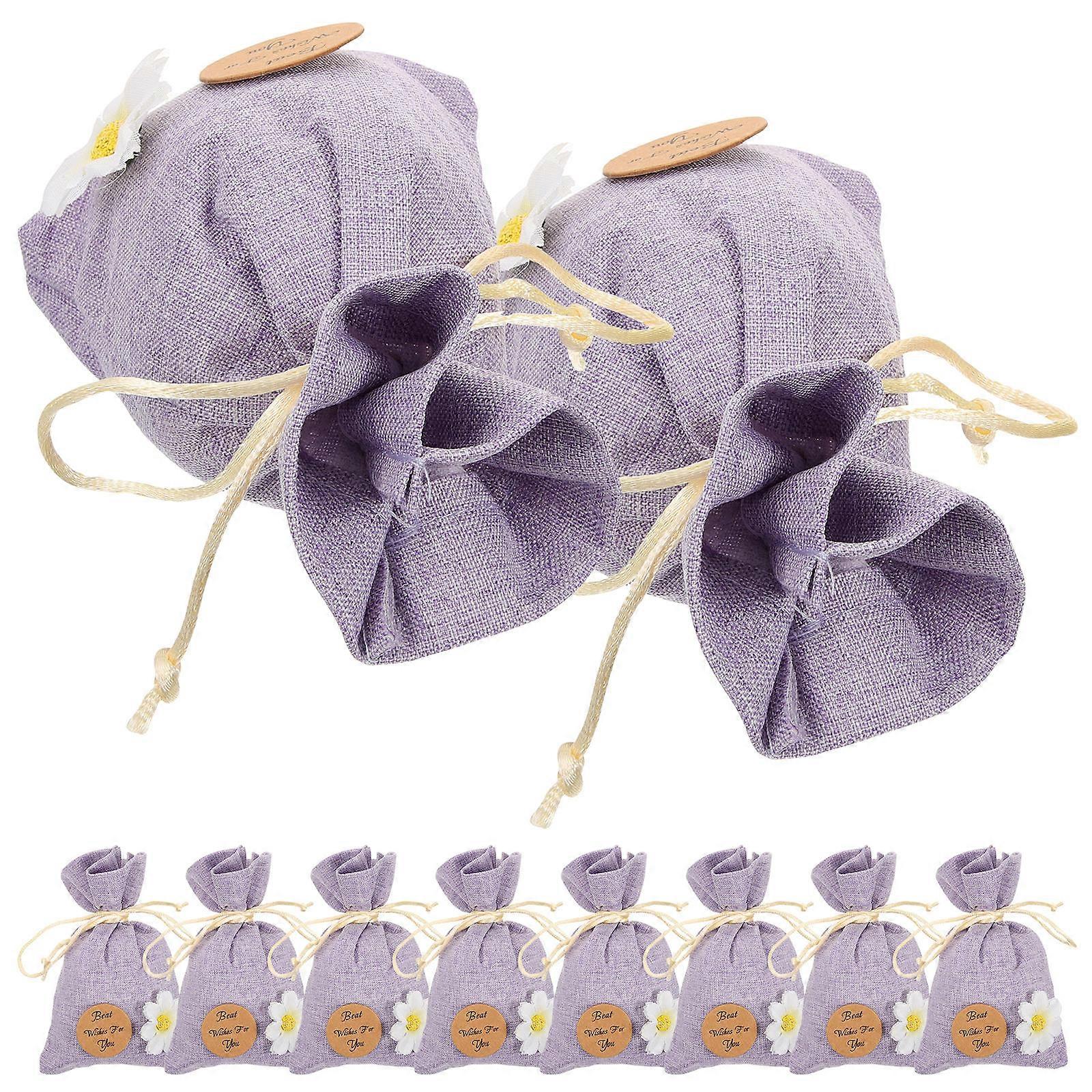 10pcs sacs de sachet de lavande rechargeables, pochettes respirantes pour fleurs séchées avec conception de cordon de serrage pour les amis