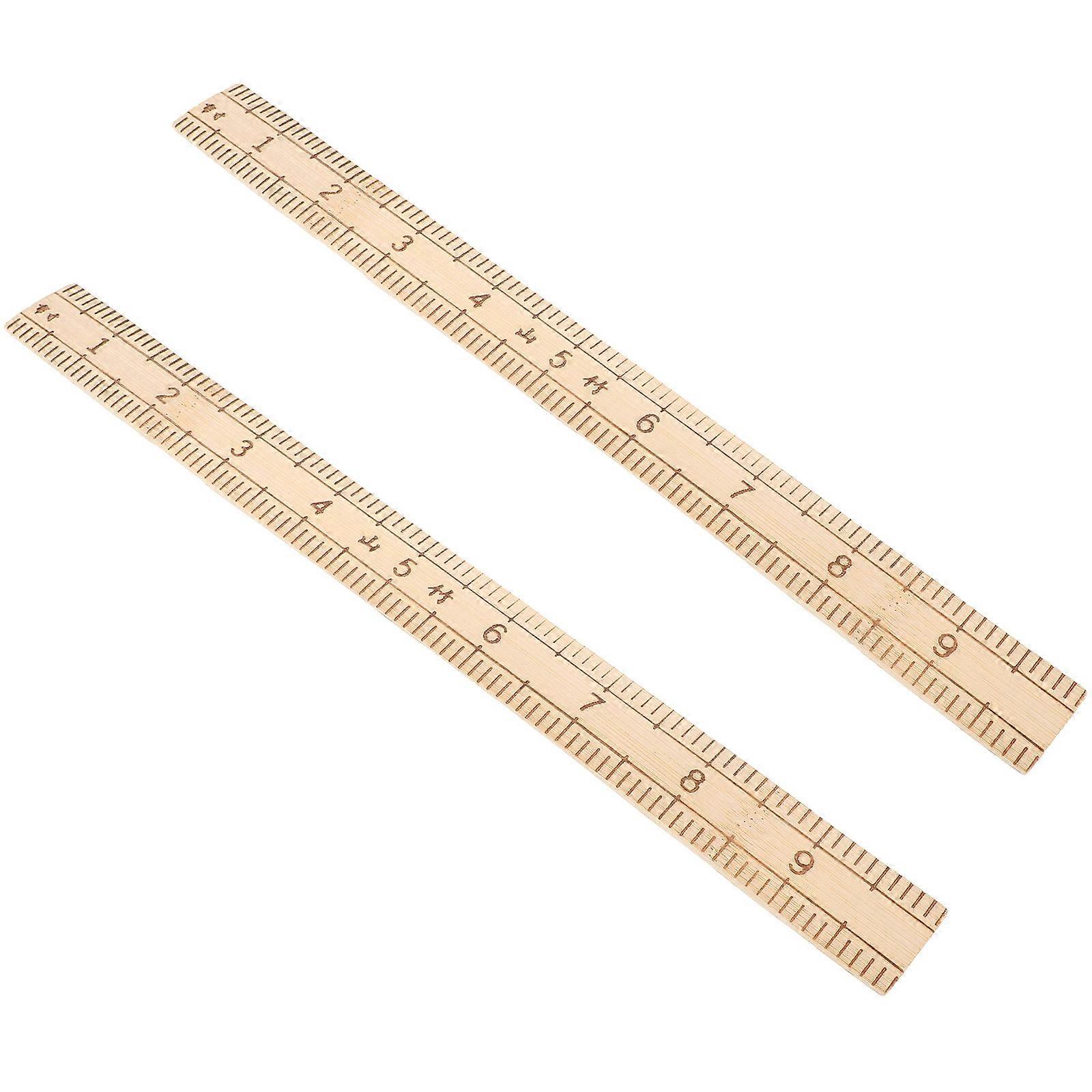 Knitting Measurement Ruler Sewing Ruler Tool Wood Portable Durable For Handicrafts 2Pcs