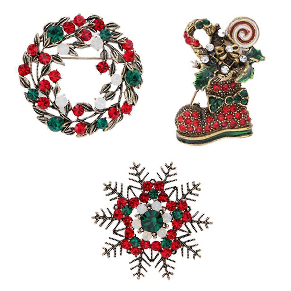 Vintage Christmas Brooch Set with Snowman, Tree & Costume Accessories for Holiday Parties & Festive Celebrations