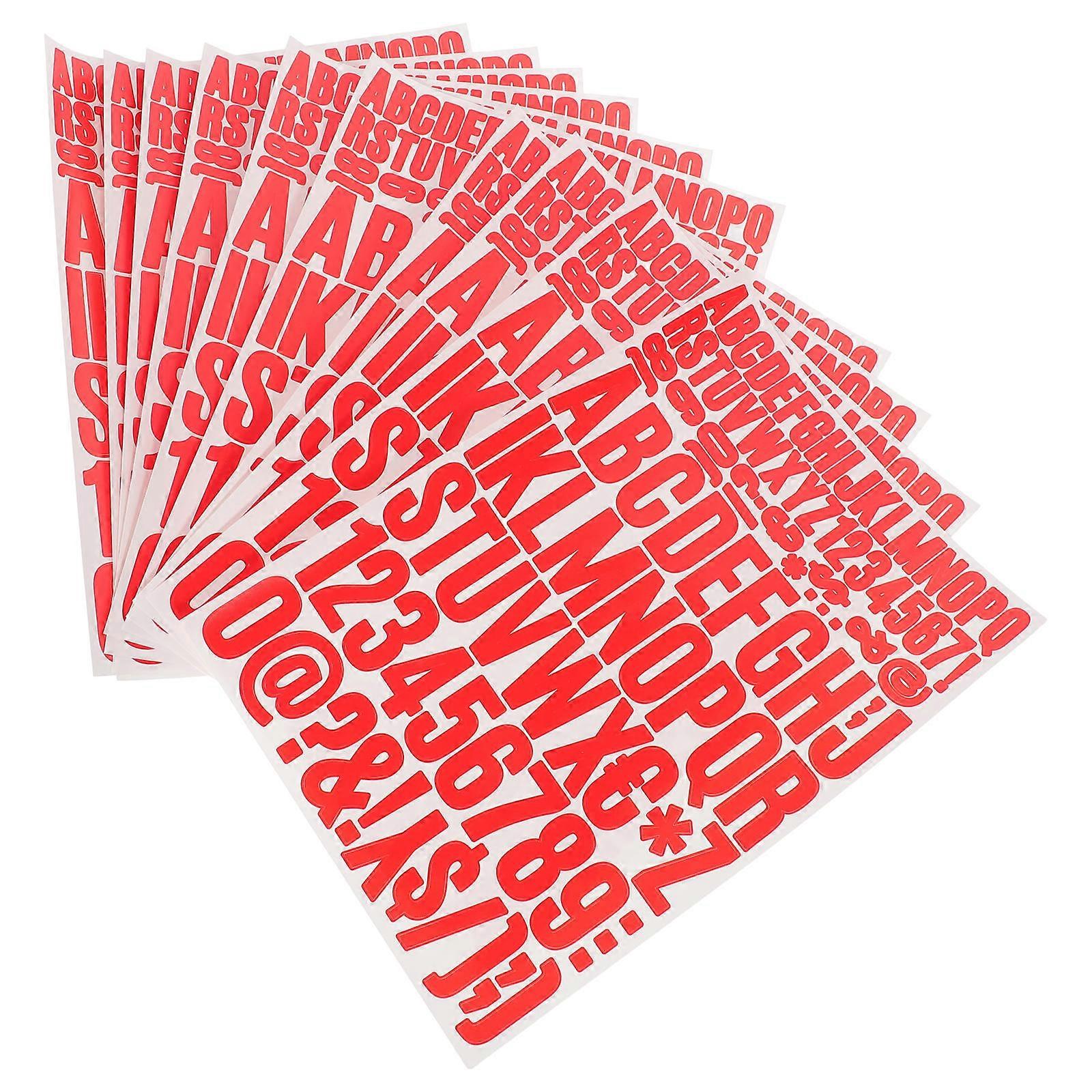 Letter Number Stickers Alphabet Decoration Identification Rectangular Indoor Use 10 Sheets