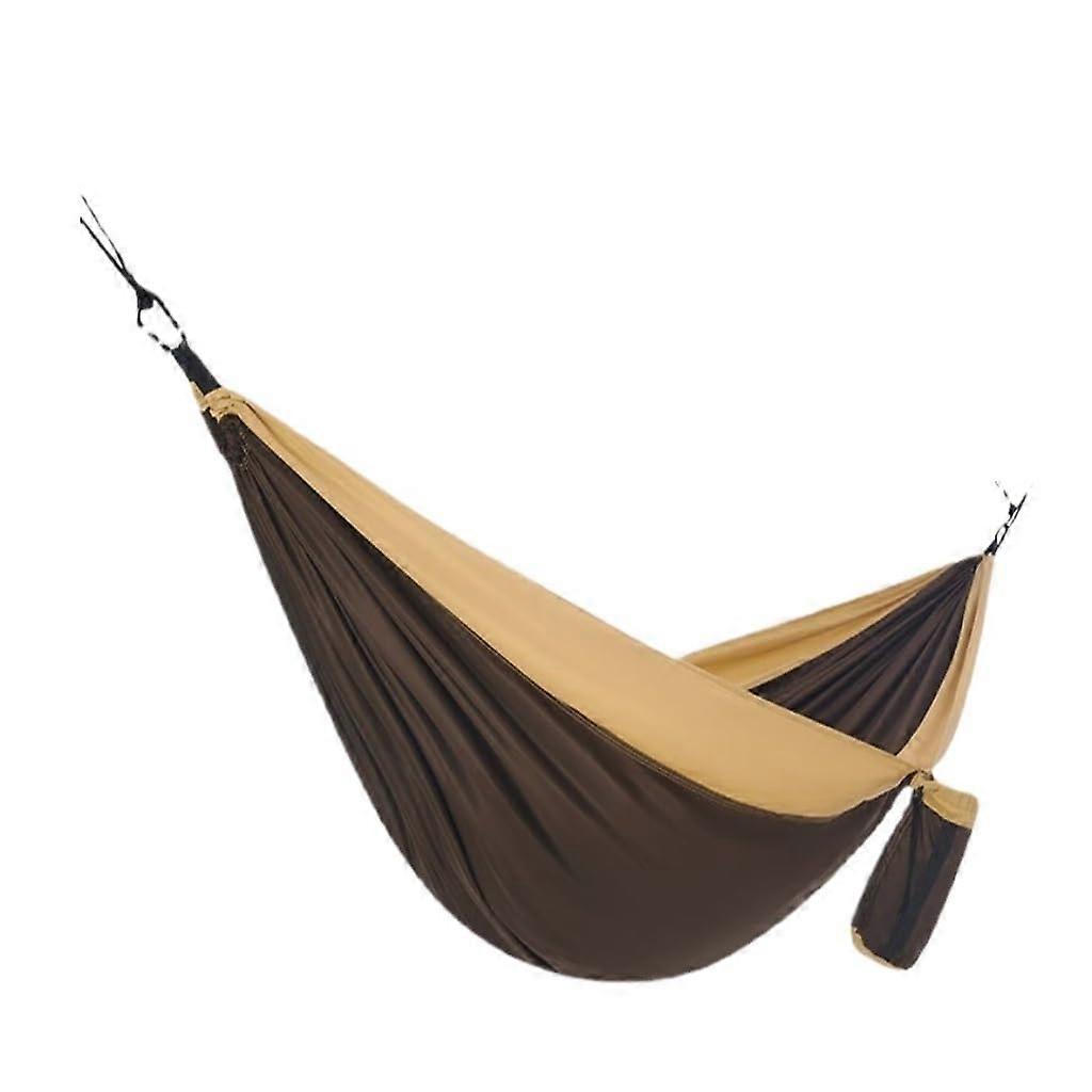 Hammock Outdoor Camping Double Hammock With Anti-Rollover Design, Portable Hanging Hammock Thickened Brown