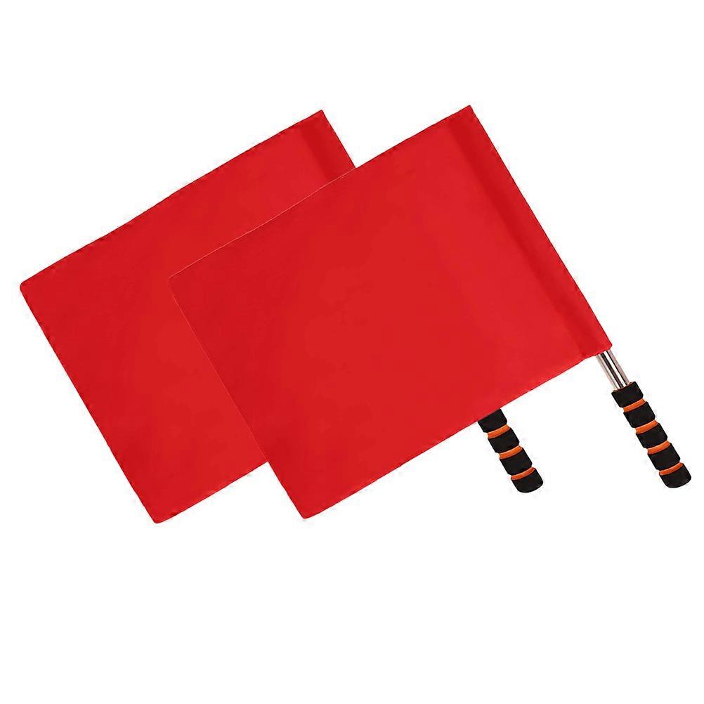 Soccer Referee Flags Handheld Signal Flags For Sports Events Red Rectangular Shape Stainless Steel 2Pcs