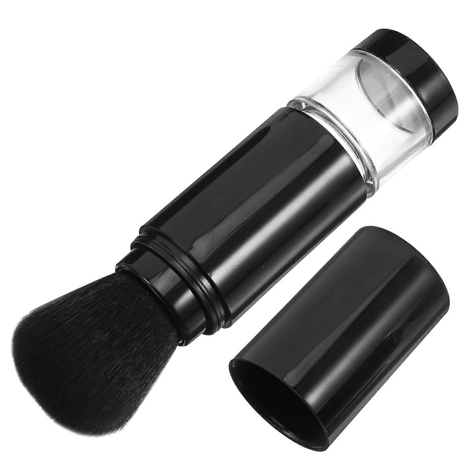 Powder Makeup Brush Suitable For Travel Use With Round Handle Design And Fiber Material Black Color 1Pack