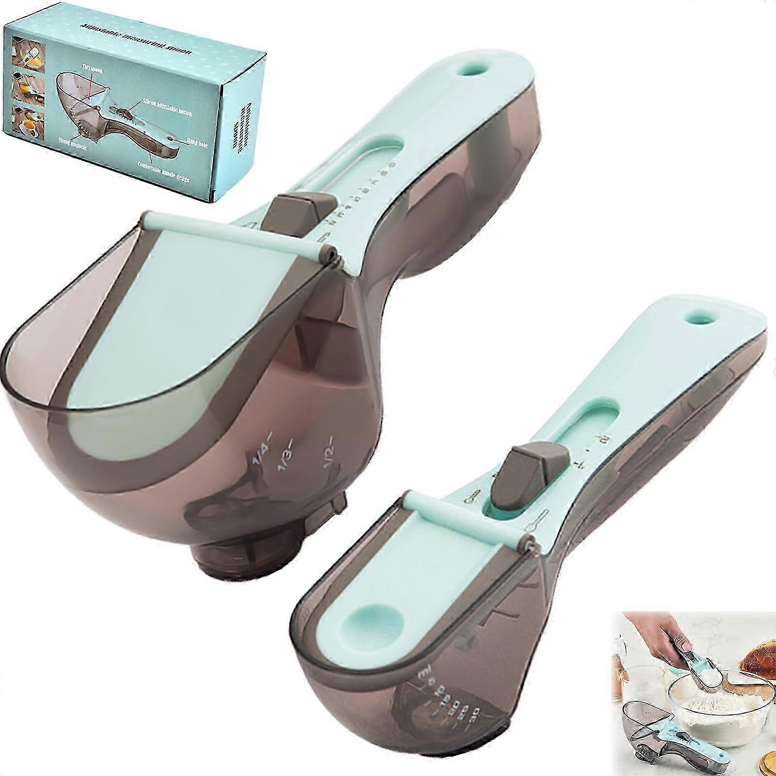 2 Pcs Adjustable Magnetic Measuring Spoon for Cooking Various Sizes