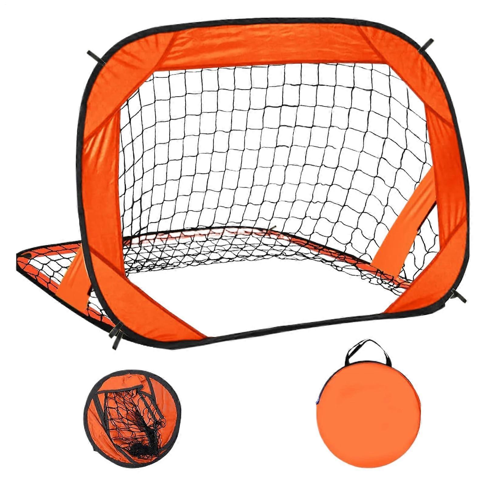 PopUp soccer goal – portable, foldable net set lightweight mini soccer goal for with carrying bag Orange