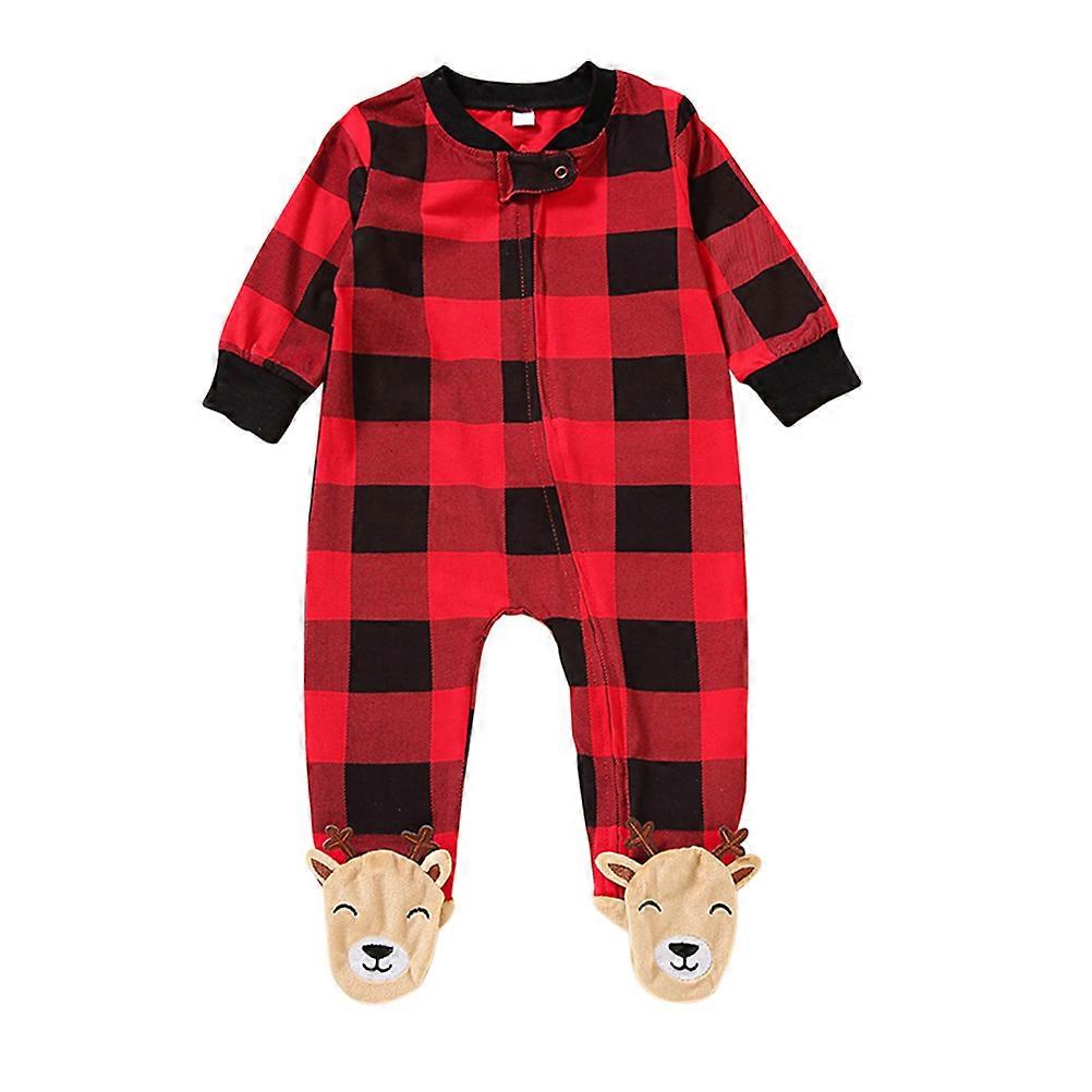 Baby Crawl Clothes Cartoon Elk Outfits Lattice Romper Infant Toddler Comfortable Winter Wear 1Set