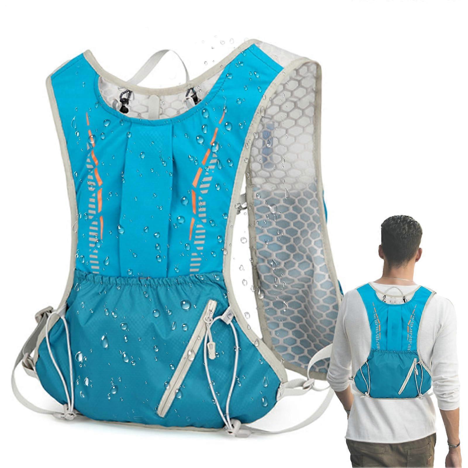 Hiking bag, camping backpack, reflective pack, waterproof hydration backpack with for running, camping, cycling blue.