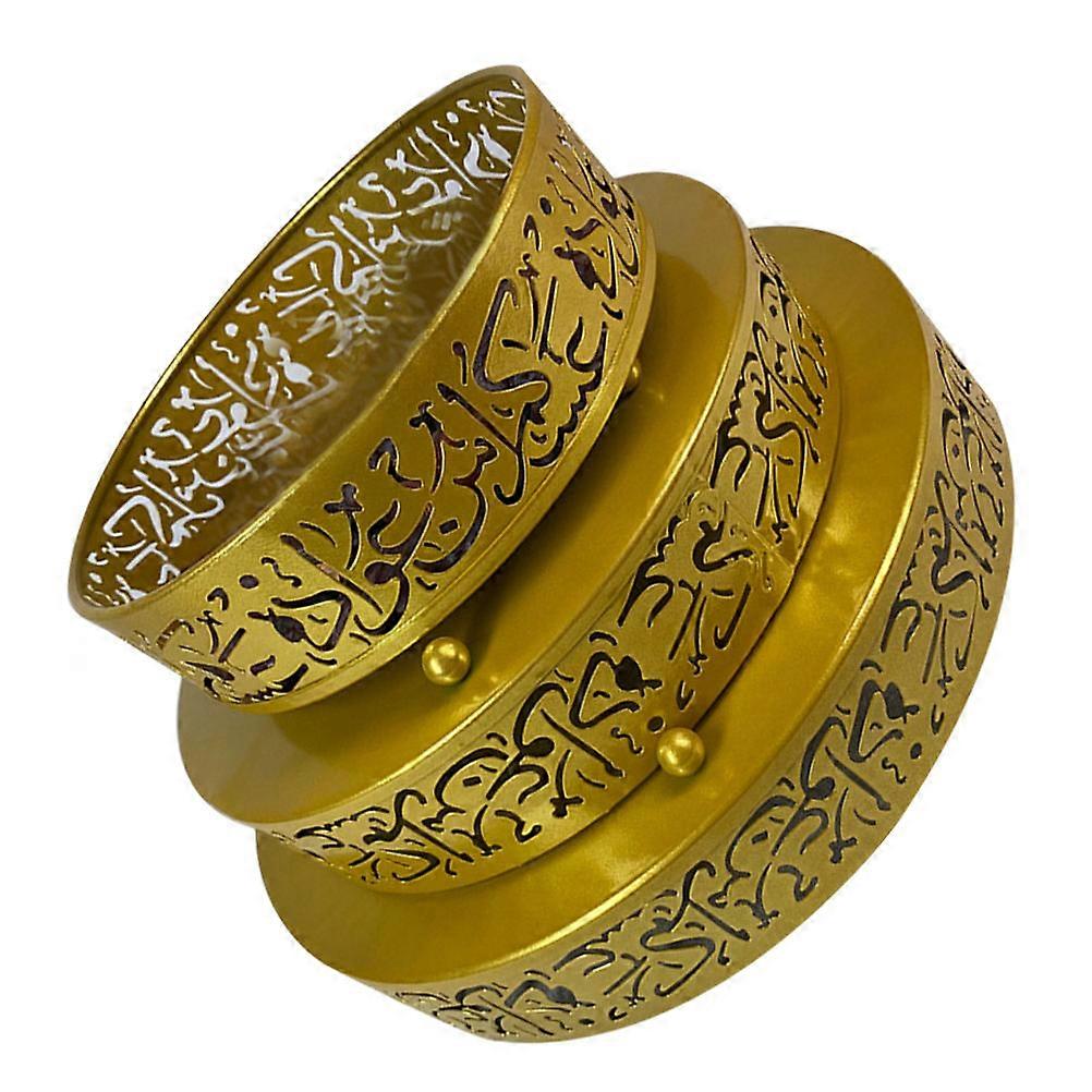 Golden Iron Tray Set for Eid with 1Set Round Service Plates for Party