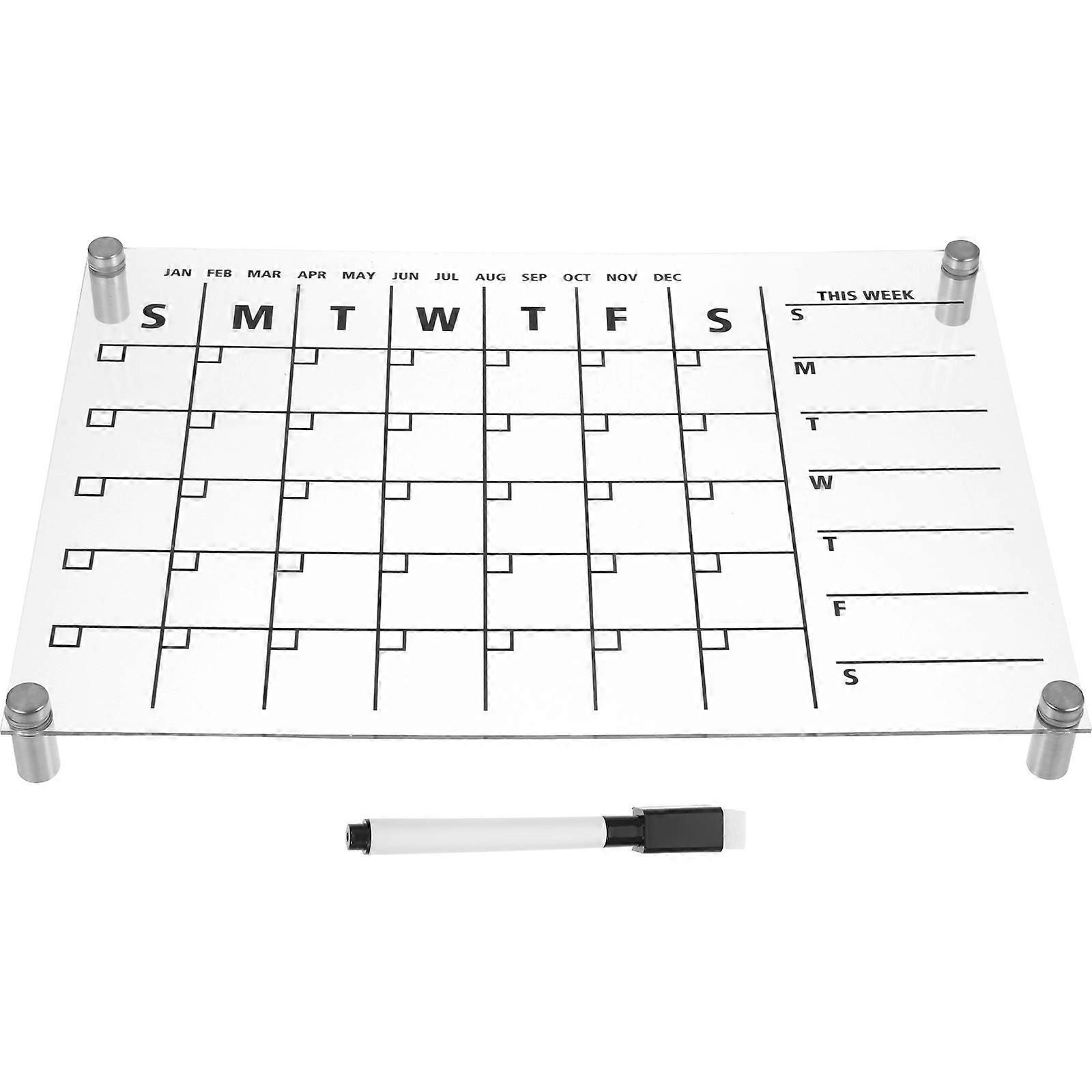 Acrylic Dry Erase Board Transparent Weekly Planner for Fridge with Push Pins and Marker for Home, Office, School Use