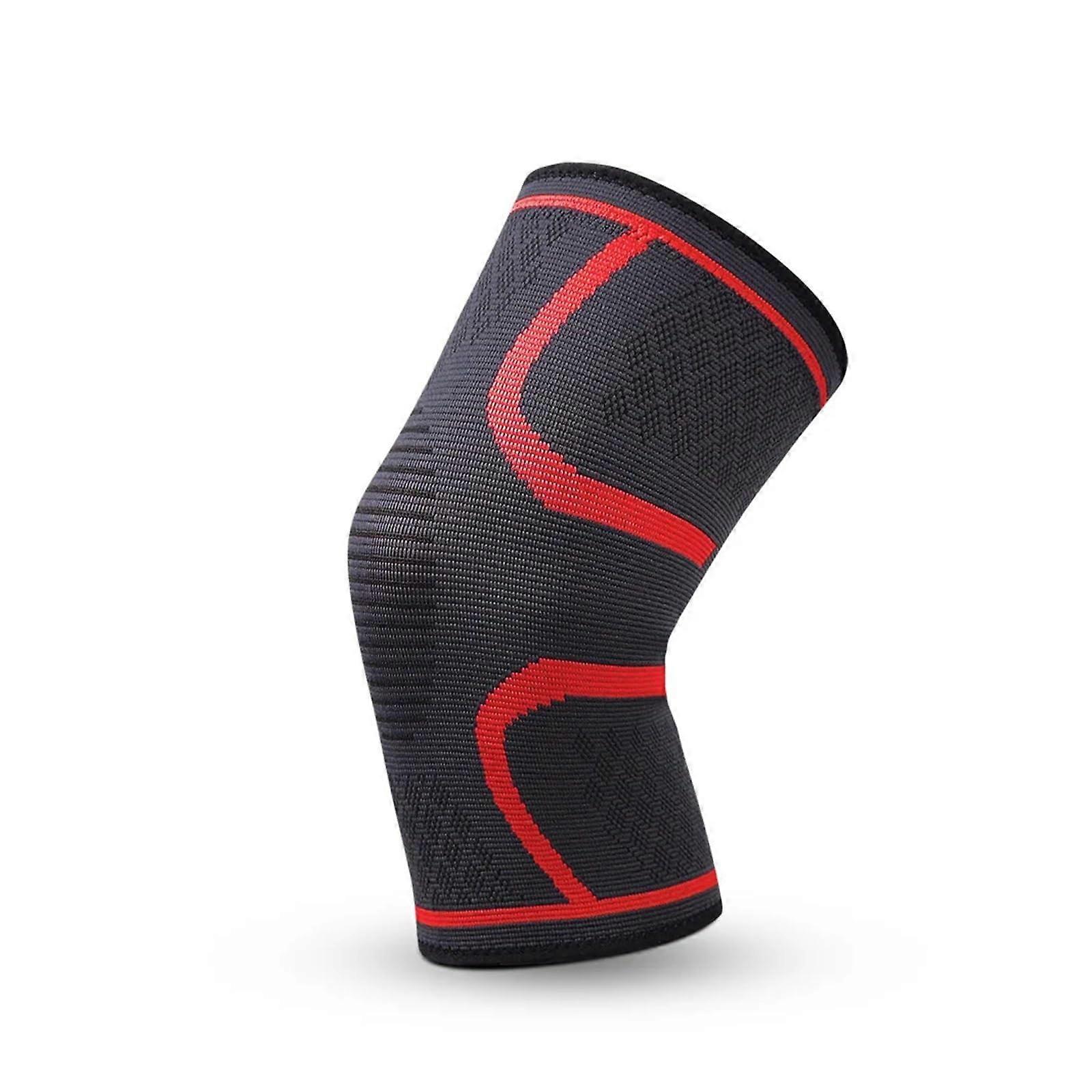 Men's and Women's Autumn and Winter Sports Badminton Running Fitness Outdoor Knitted Knee Pads (Red, Size M Single)