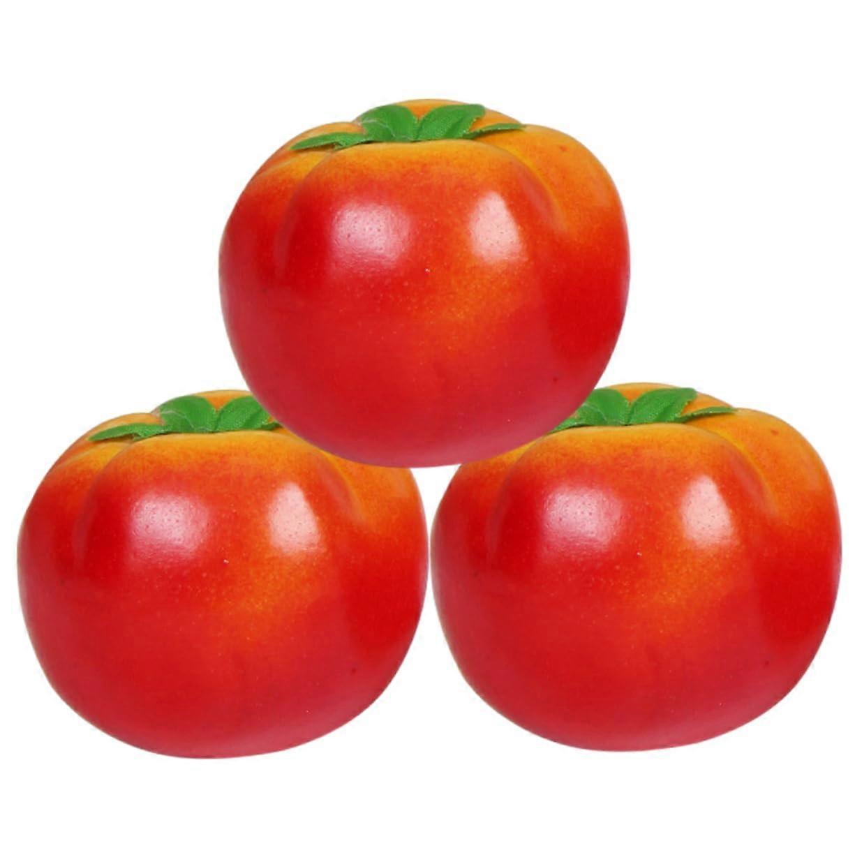 Simulated Vegetables 3-Pack Red Plastic Tomato Models Realistic Foam Window Decor Decorative Fruit Replica