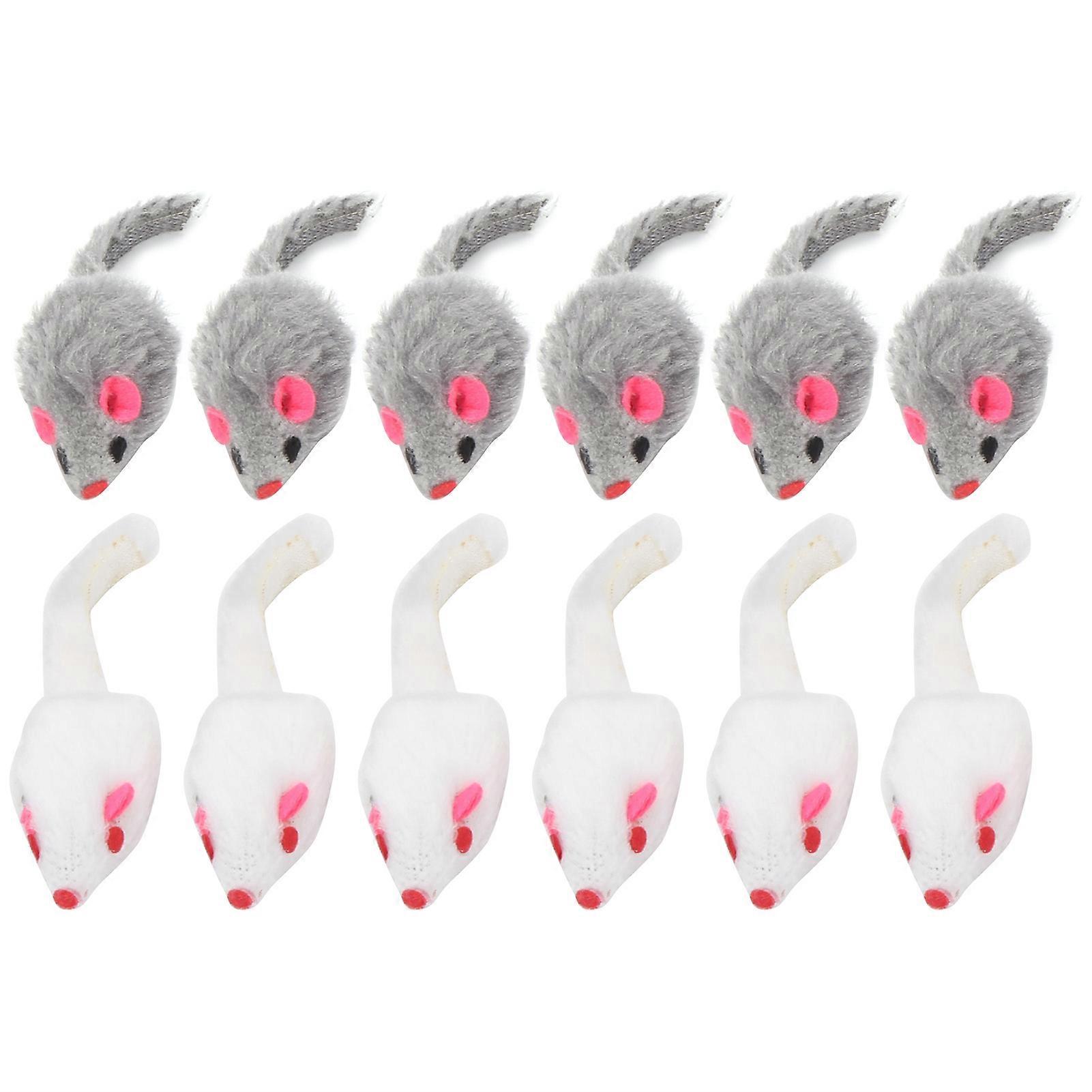 12 Pack Cat Mouse Toy Furry Interactive Play Mouse Toy for Indoor Cats and Kittens