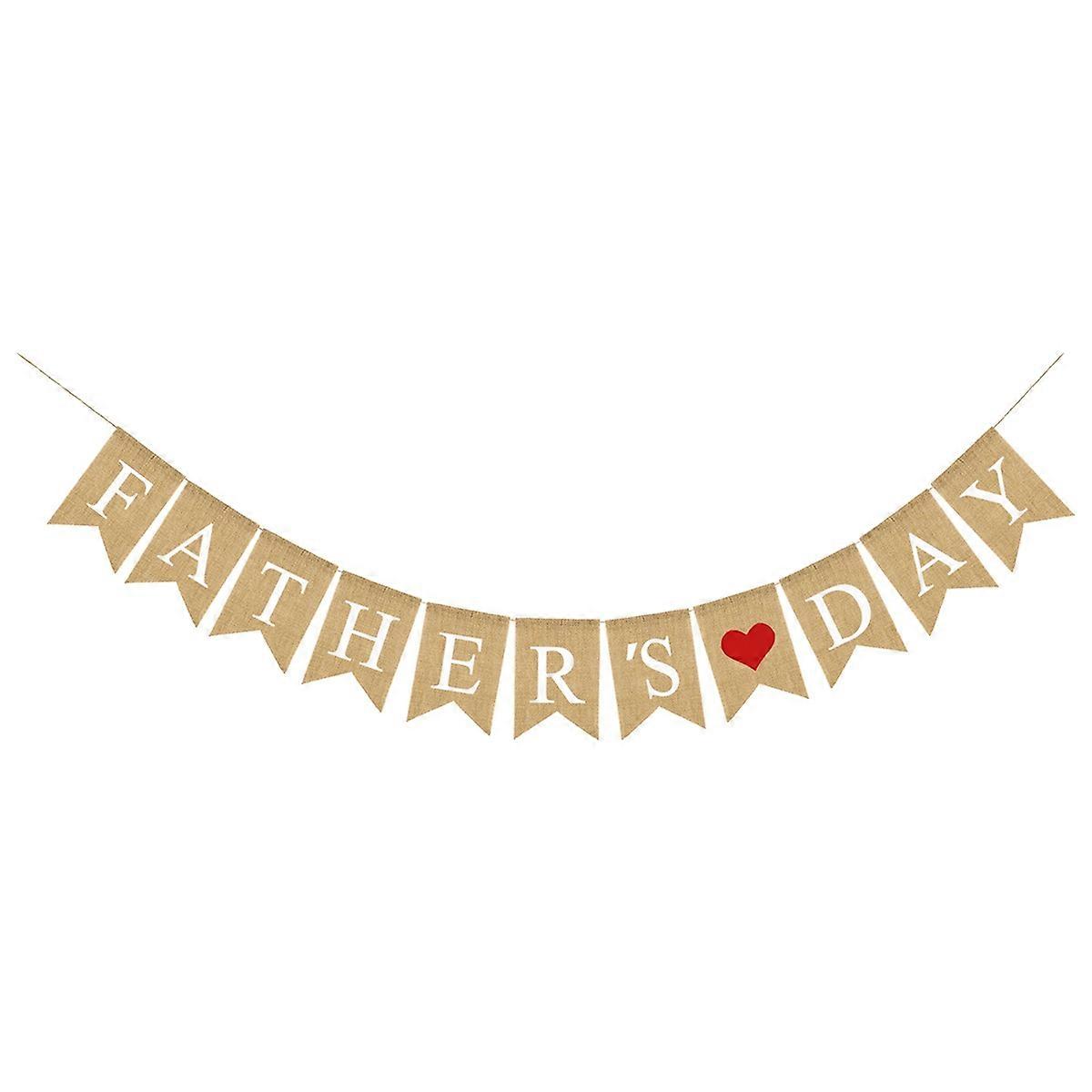 Father S Day Backdrop Red Heart Burlap Swallowtail Banner 1Set