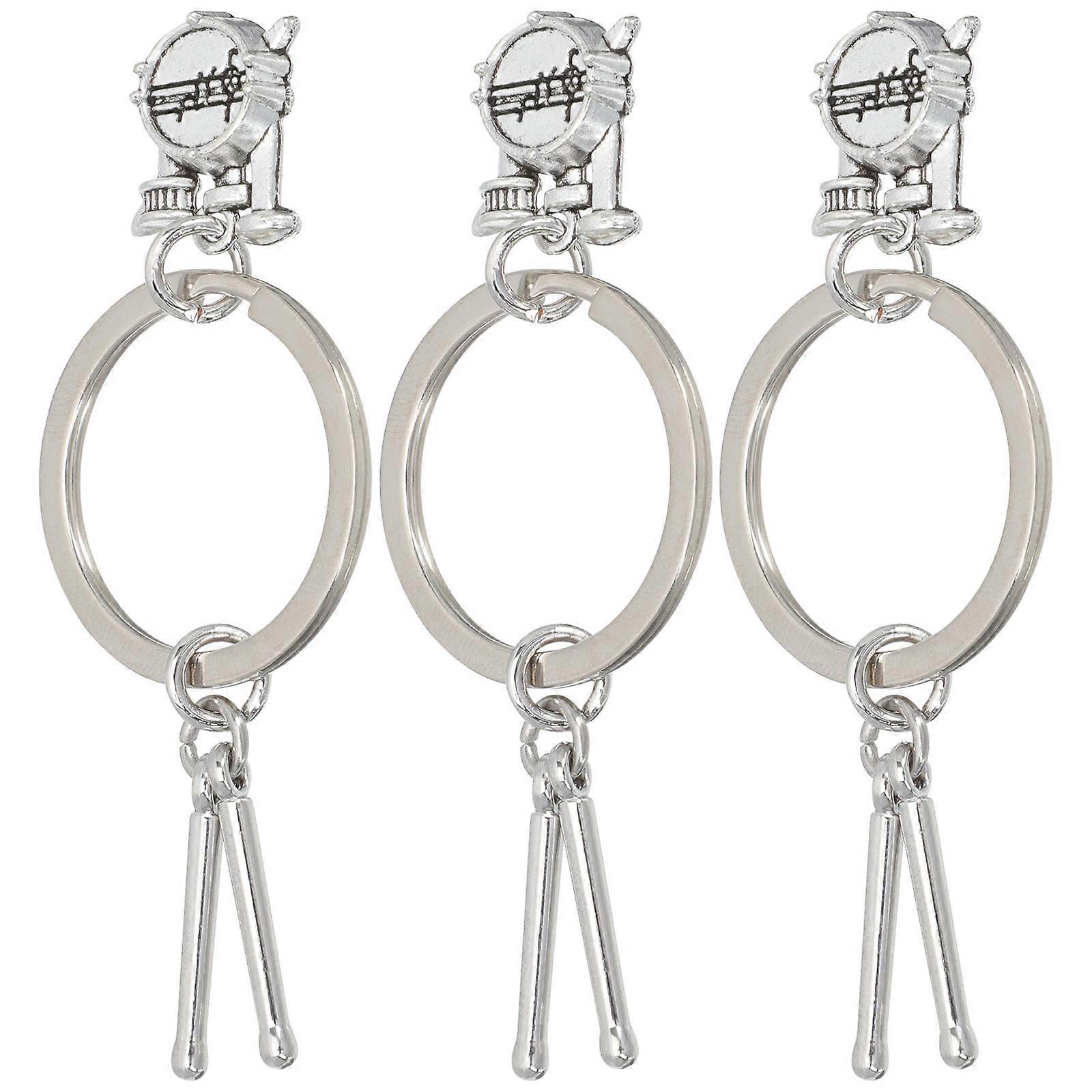 3pcs Musical Instrument Keychains Decorative Bag Pendants for Music Lovers, Durable Key Adornments with Rock Band Drums and Instruments
