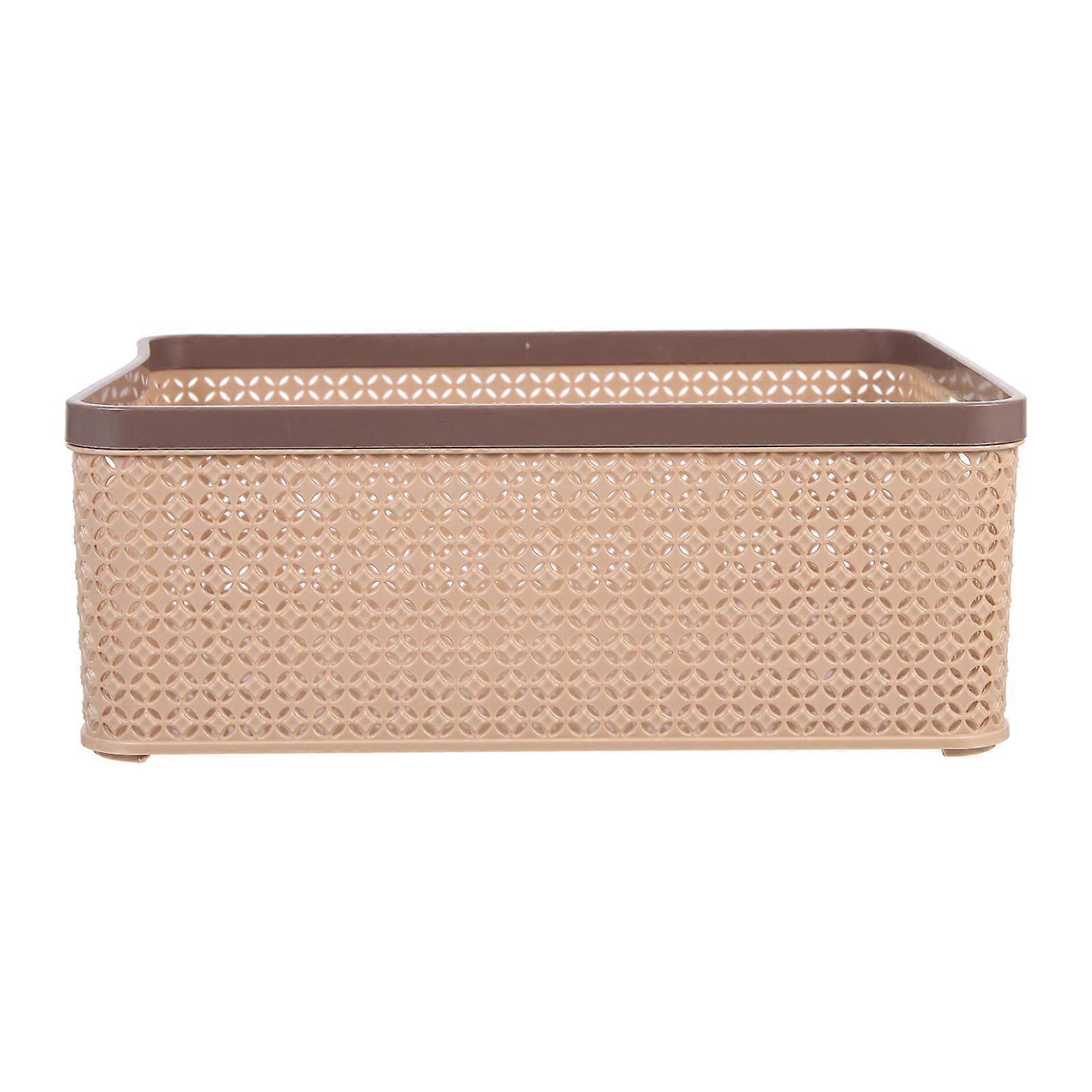 Stackable Woven Storage Basket with Hollow Handle – Compact Organizer for Home, Office, and Bedroom – Holds Clothing, Accessories, and Miscellaneous